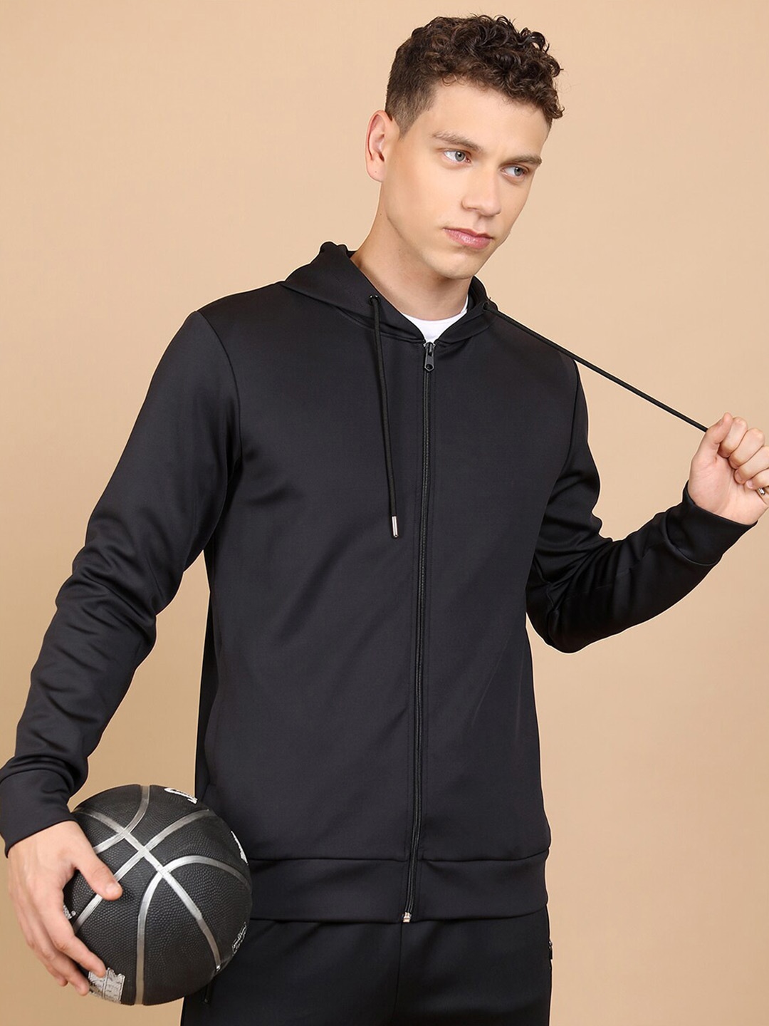 

HIGHLANDER Hooded Front-Open Sweatshirt, Black