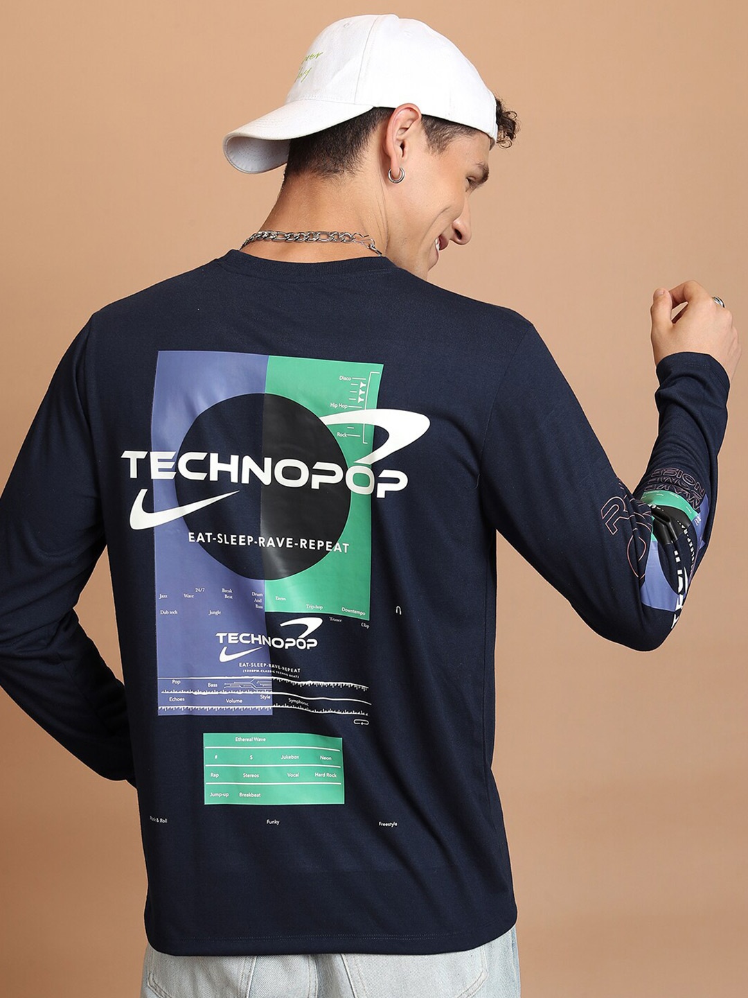 

KETCH Typography Printed Long Sleeves Relaxed Fit T-shirt, Navy blue