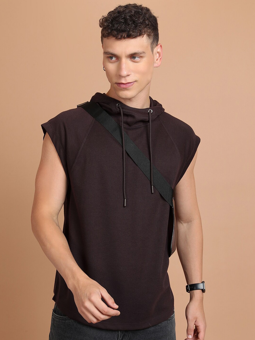 

KETCH Striped Hooded Relaxed Fit T-Shirt, Brown
