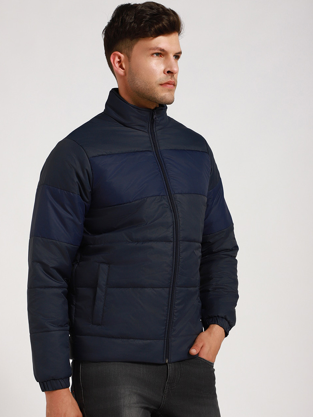 

Dennis Lingo Mock Collar Lightweight Puffer Jacket, Blue