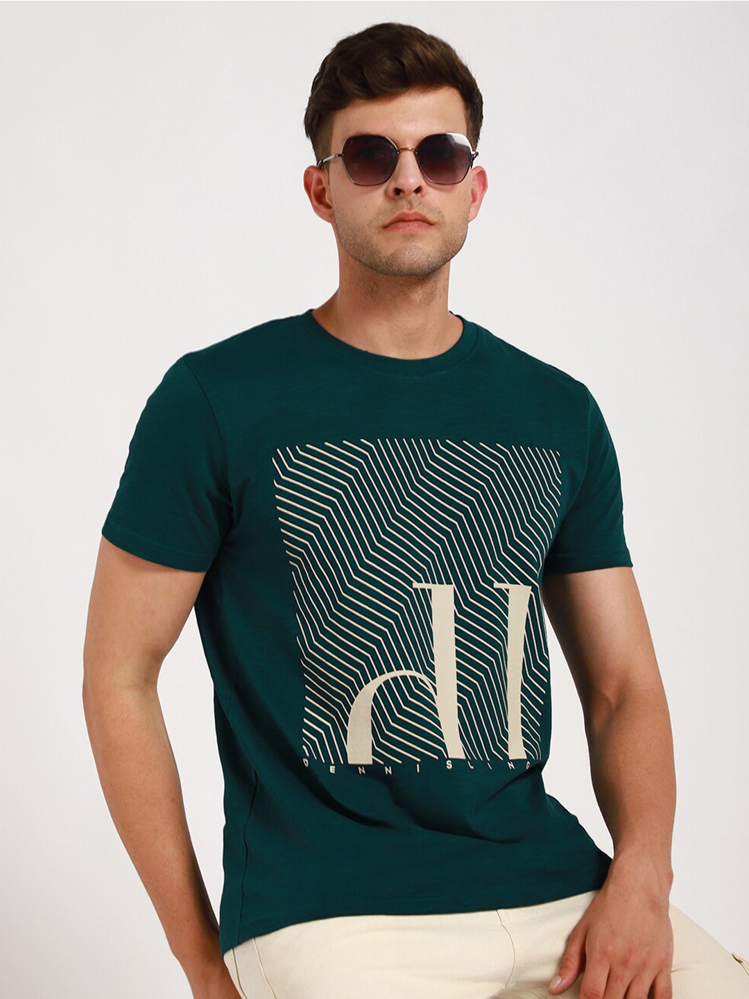 

Dennis Lingo Printed Pure Cotton T-shirt, Teal