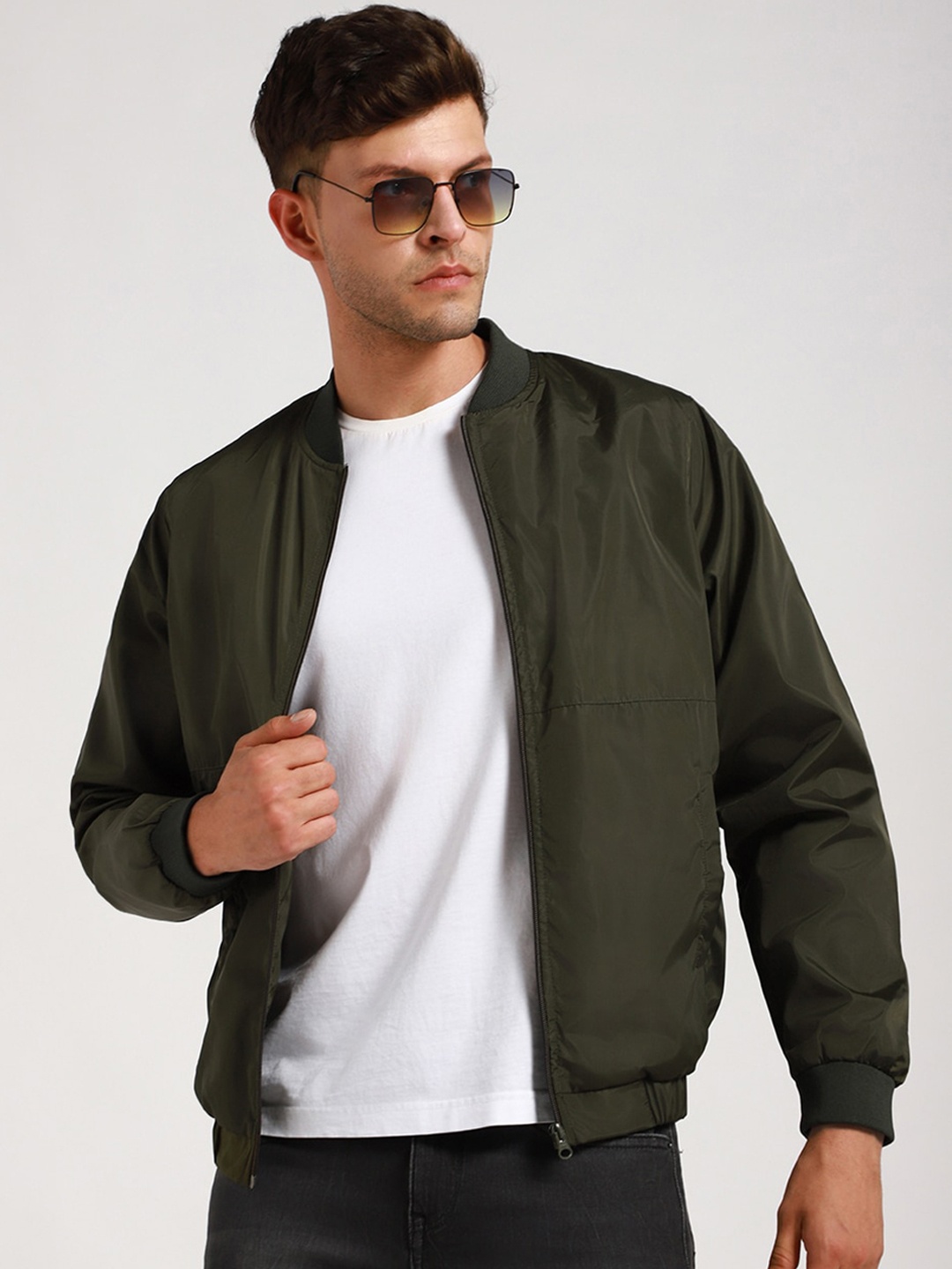 

Dennis Lingo Stand Collar Lightweight Bomber Jacket, Green