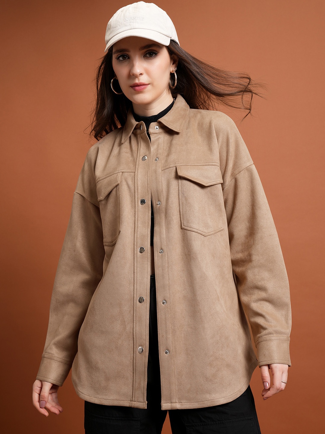 

Tokyo Talkies Beige Spread Collar Tailored Jacket