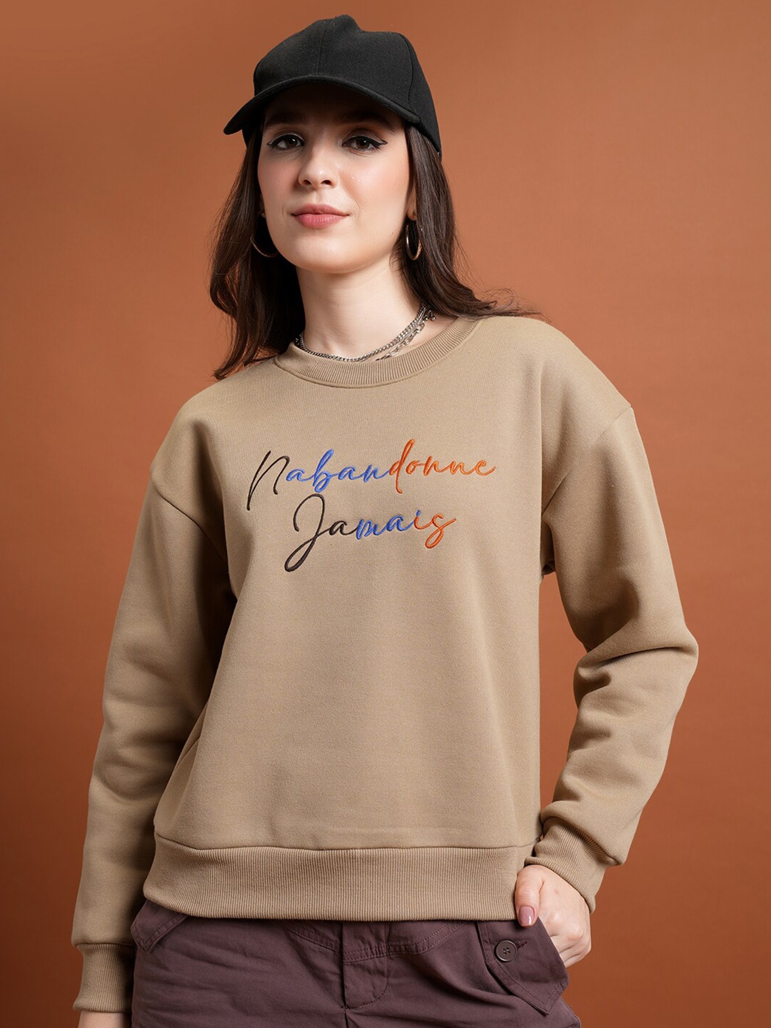 

Tokyo Talkies Typography Printed Pullover Sweatshirt, Brown