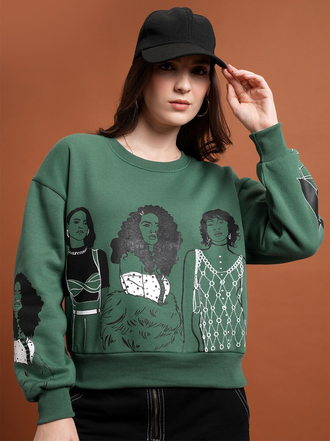 

Tokyo Talkies Graphic Printed Pullover Sweatshirt, Green