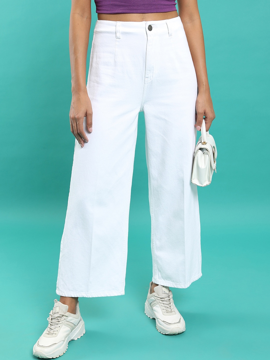 

Tokyo Talkies Women White Mid Rise Mom Fit Cotton Jeans