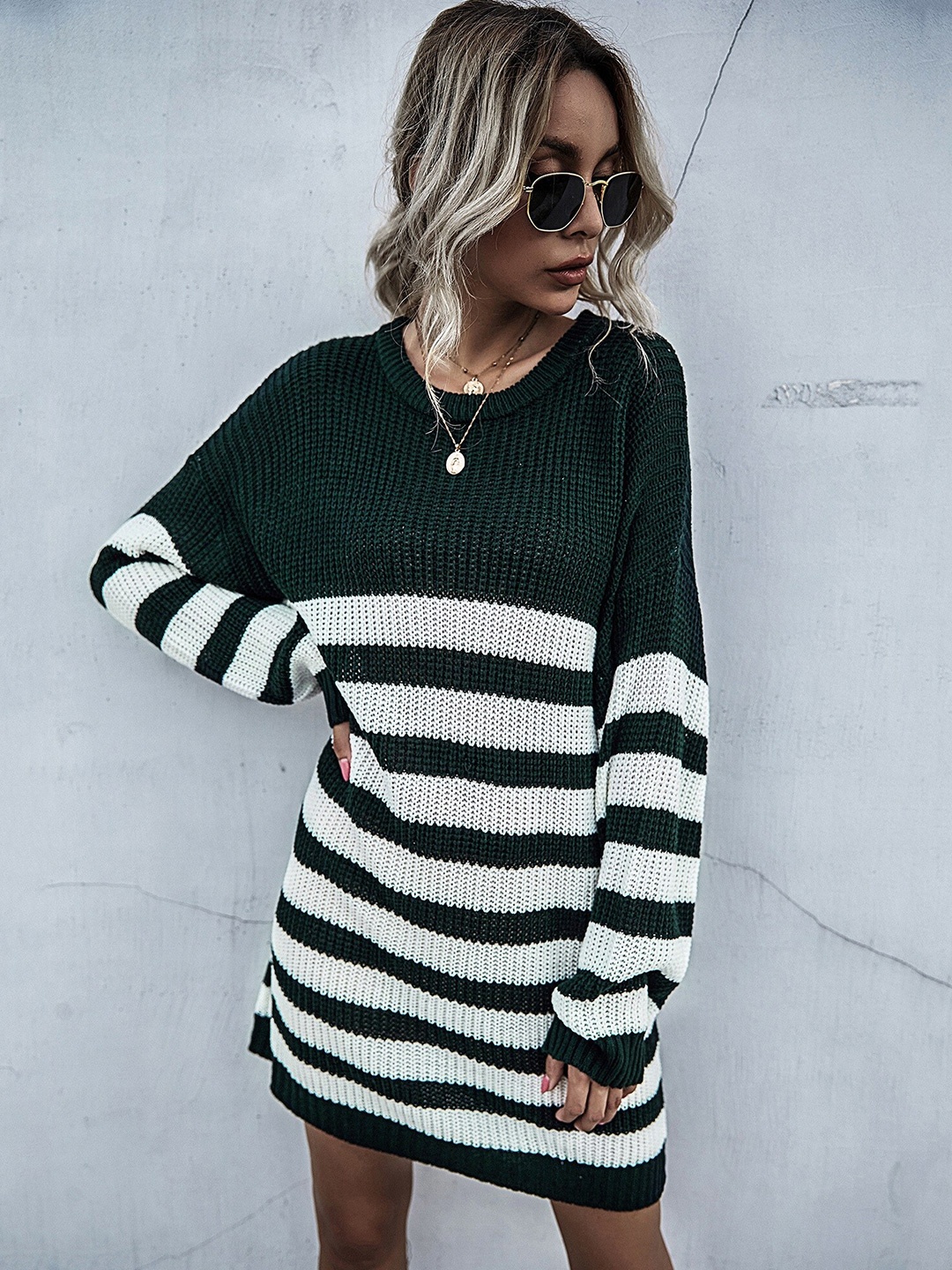 

StyleCast Green Striped Jumper Dress