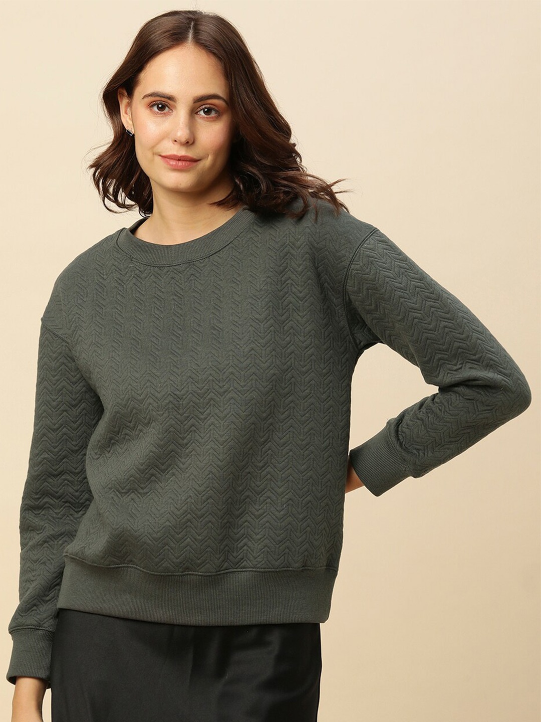 

Chemistry Self Design Cotton Pullover Sweatshirt, Grey