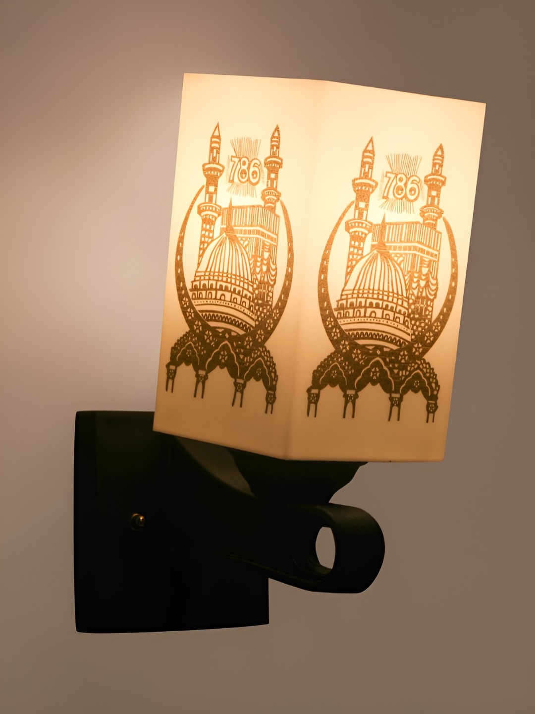 

Gojeeva White & Black Printed Acrylic Traditional Rectangle Shaped Wall Lamp