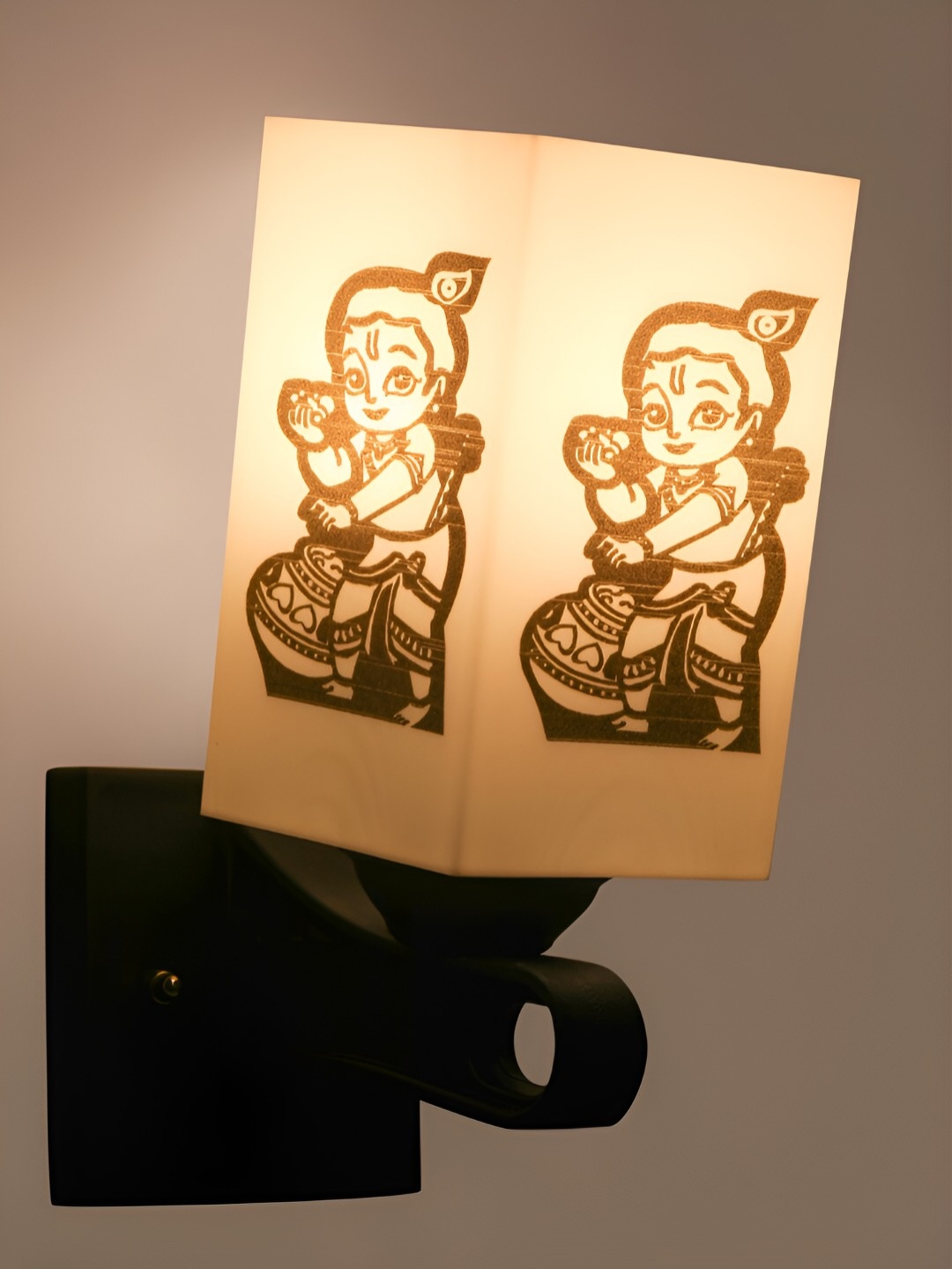 

Gojeeva White & Black Printed Acrylic Traditional Rectangle Shaped Wall Lamp