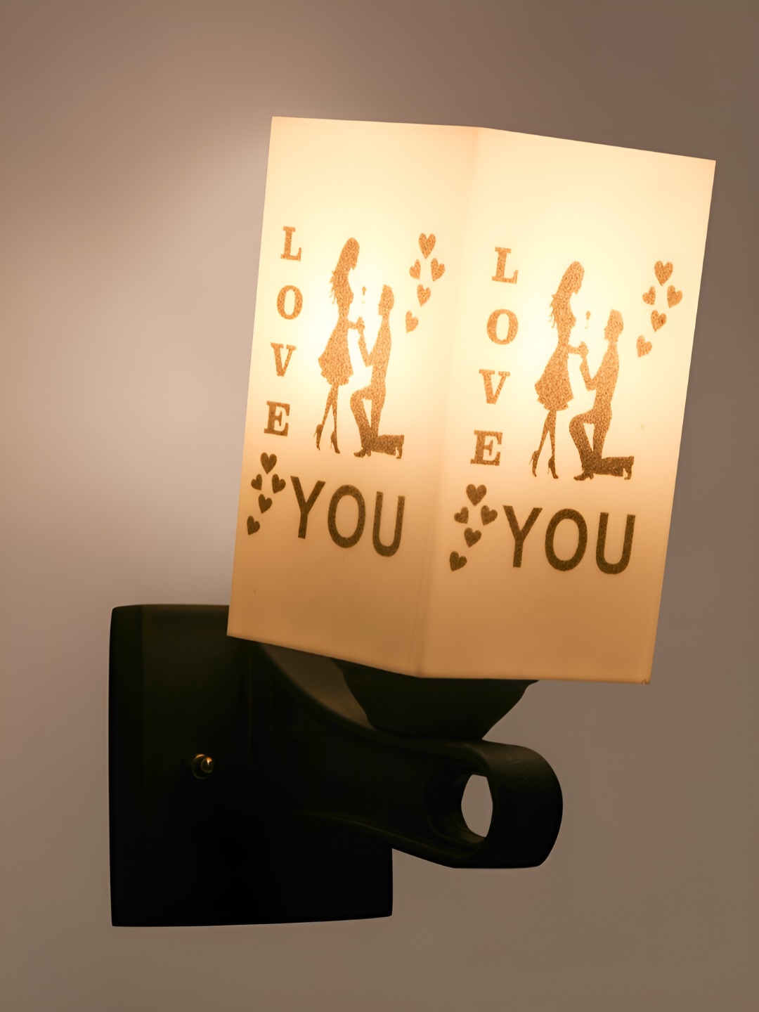 

Gojeeva White & Black Printed Acrylic Traditional Rectangle Shaped Wall Lamp
