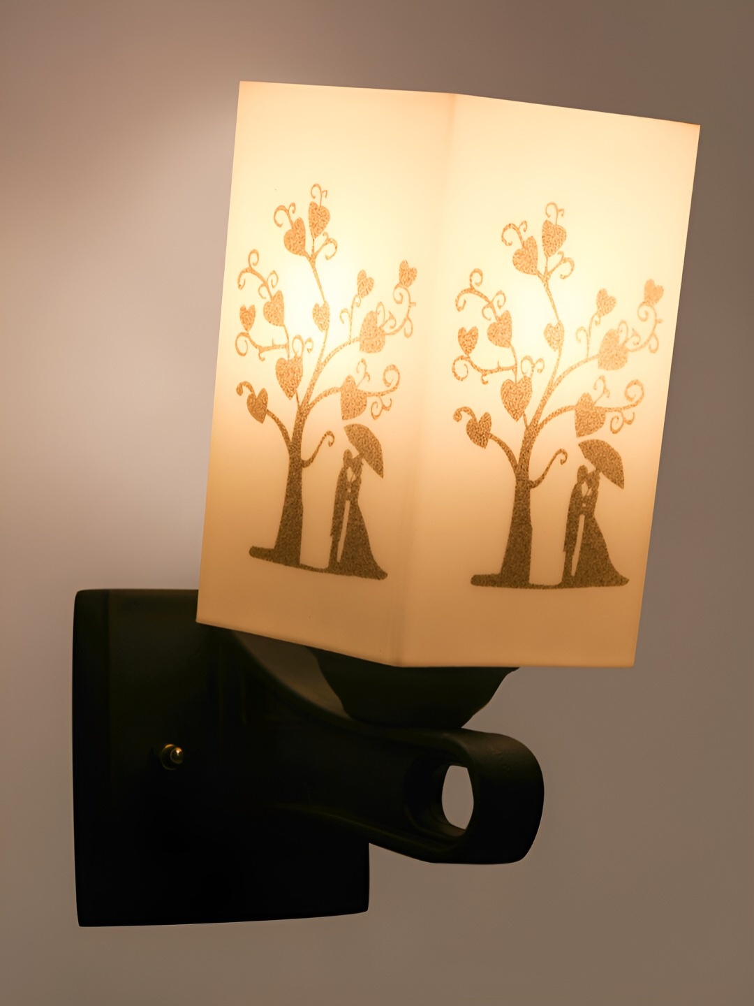 

Gojeeva White & Black Printed Acrylic Traditional Rectangle Shaped Wall Lamp