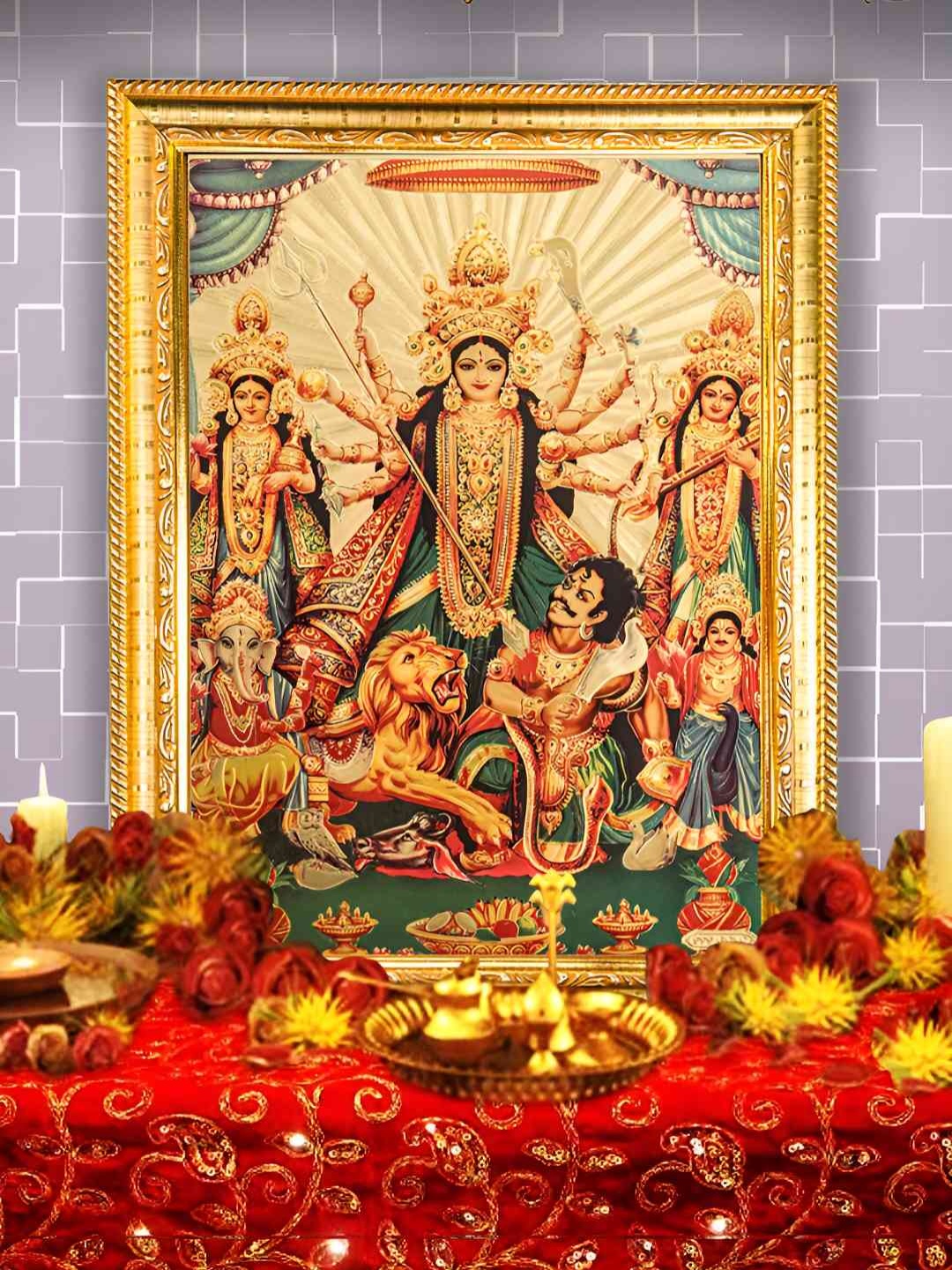 

Hawai Gold-Toned & Green Durga Ma Wood Wall Photo Frame