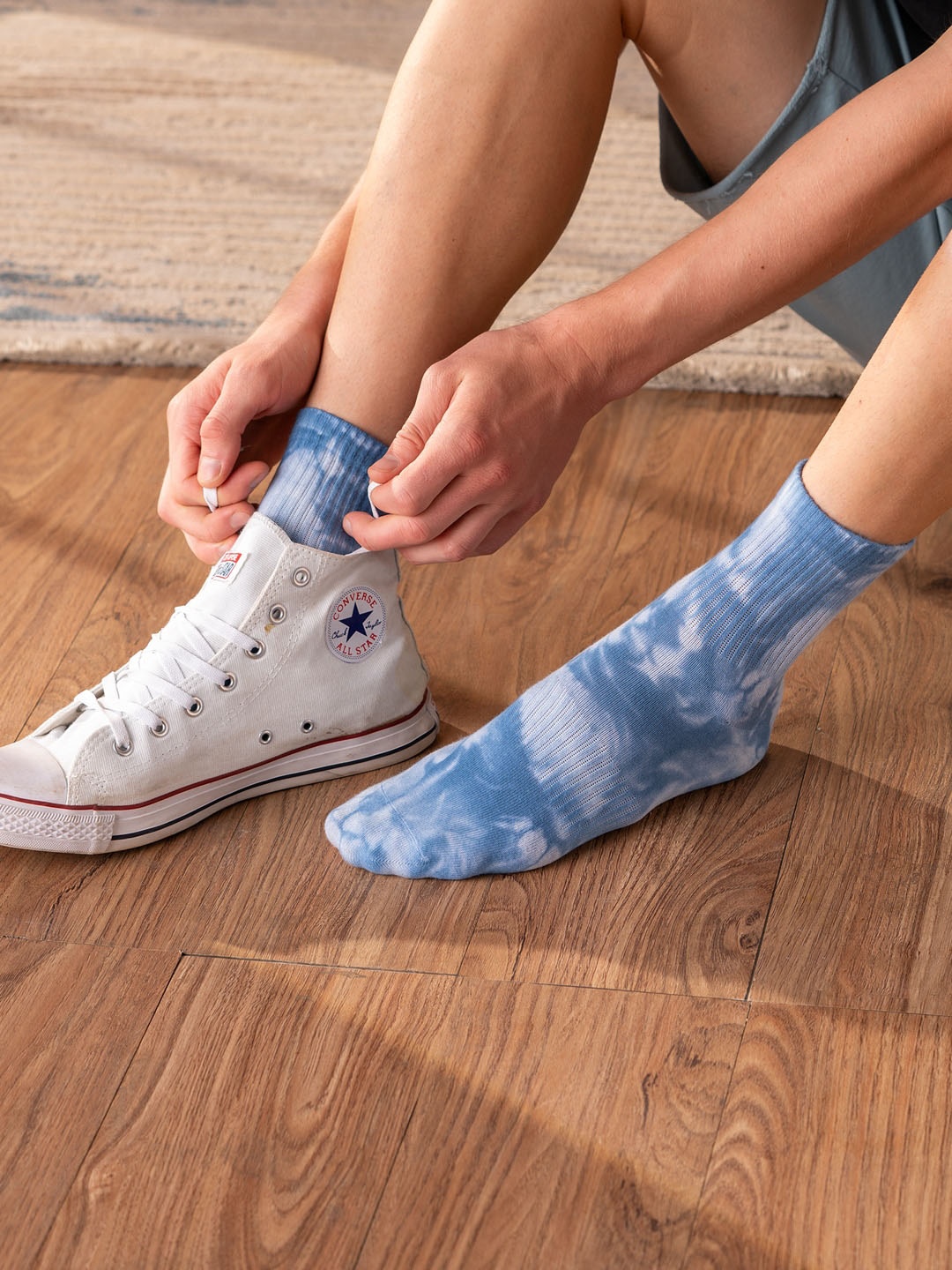 

DAMENSCH Statement Unisex Tie & Dye Above-Ankle Socks, Blue