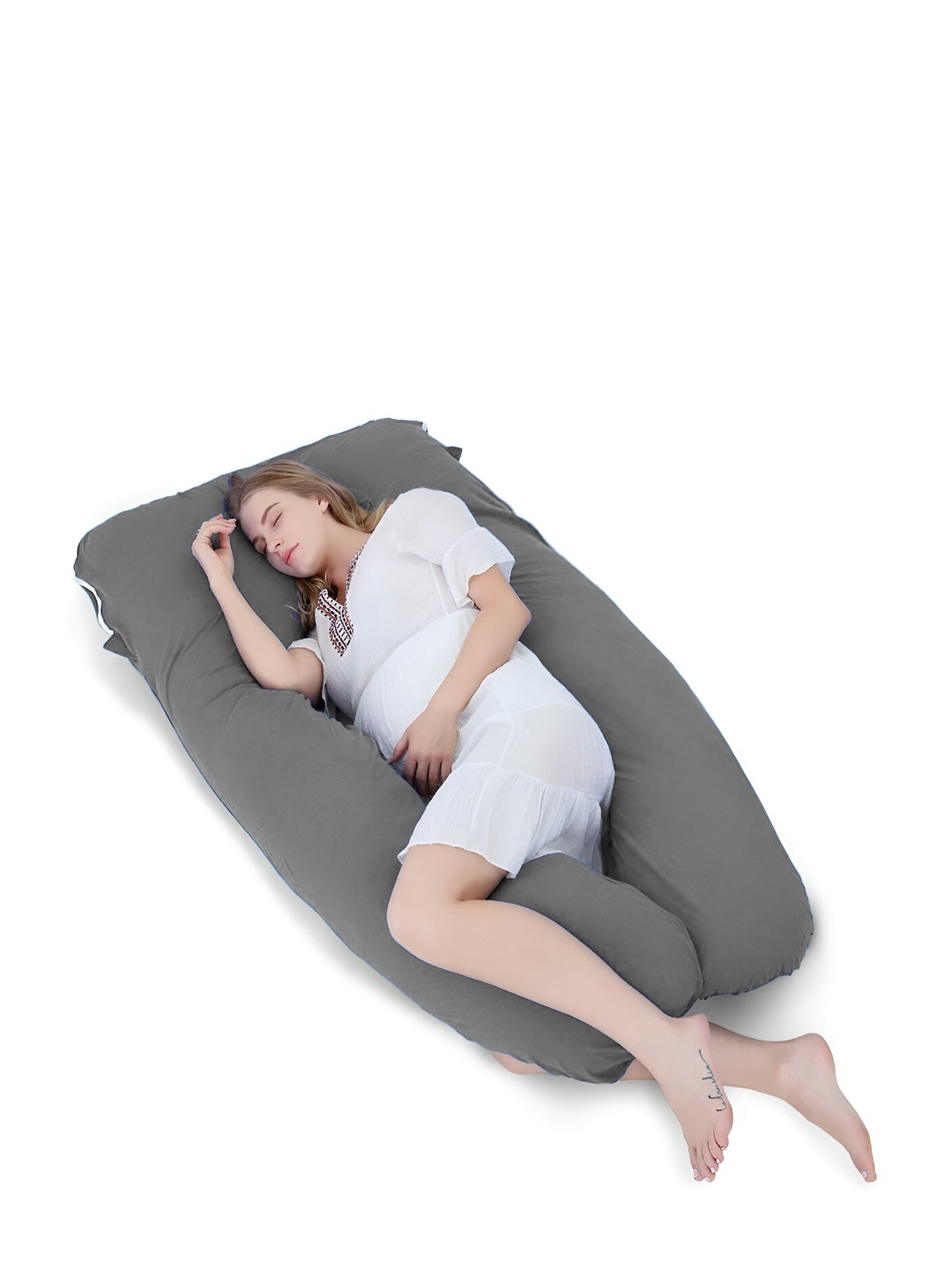 

Mom's Moon Grey Fibre Filled Cotton Lightweight U Shaped Body Maternity Pillow