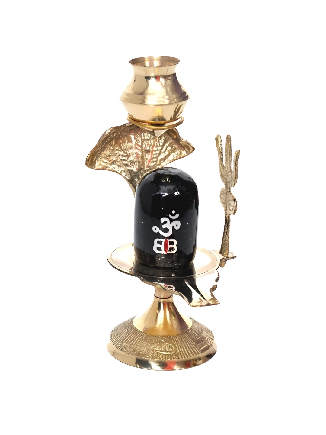 

Navyaksh Gold Religious Idol Showpiece Brass Shivling with Lota for Puja