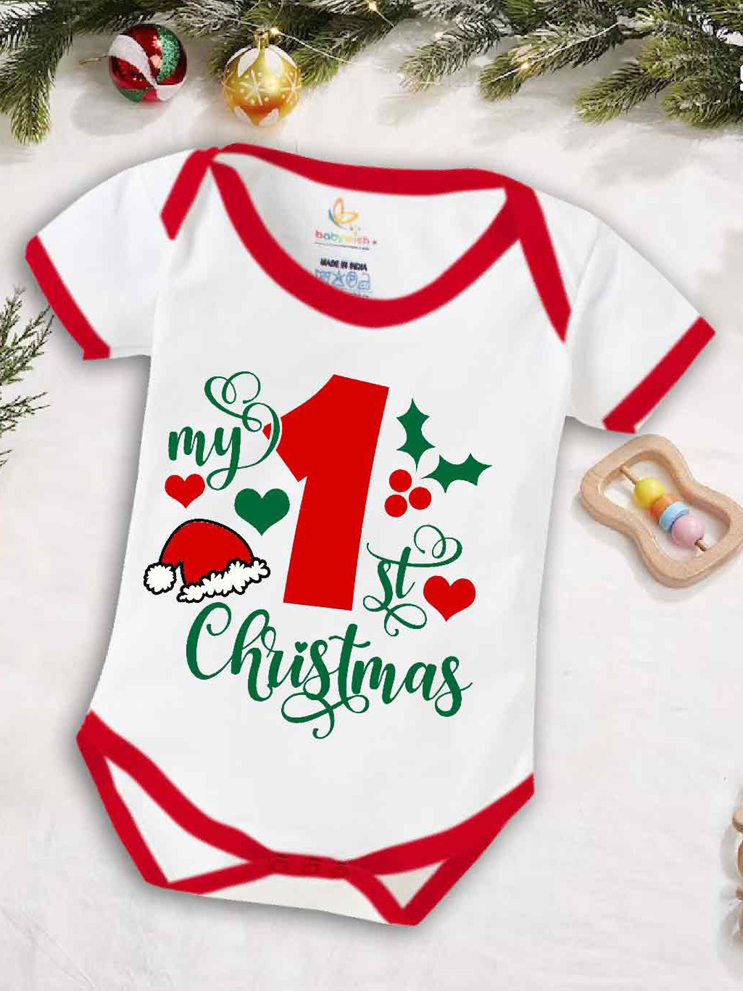 

Babywish Infants Printed Cotton Bodysuit, White