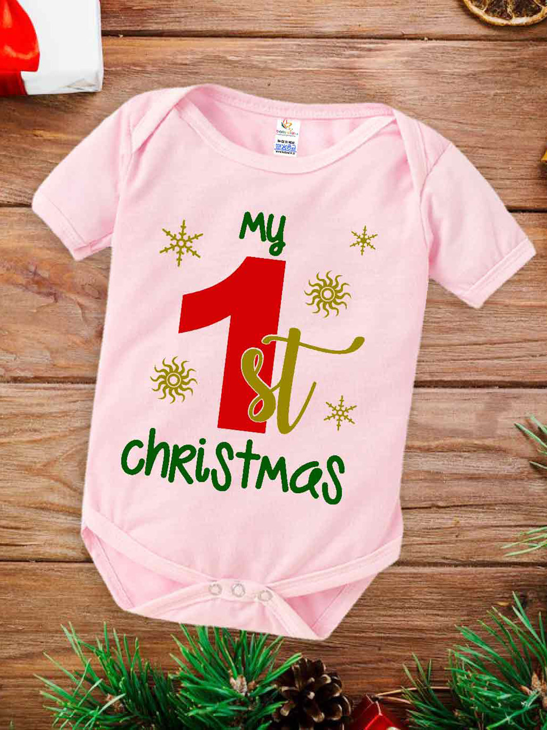 

Babywish Infants Printed Cotton Bodysuit, Pink