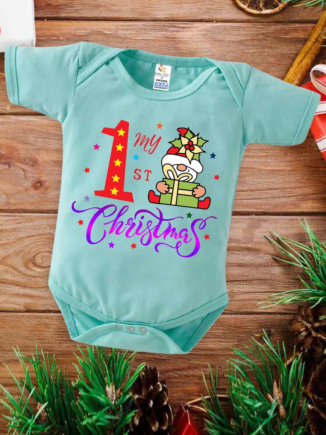 

Babywish Infants Kids Printed Cotton Bodysuit, Sea green