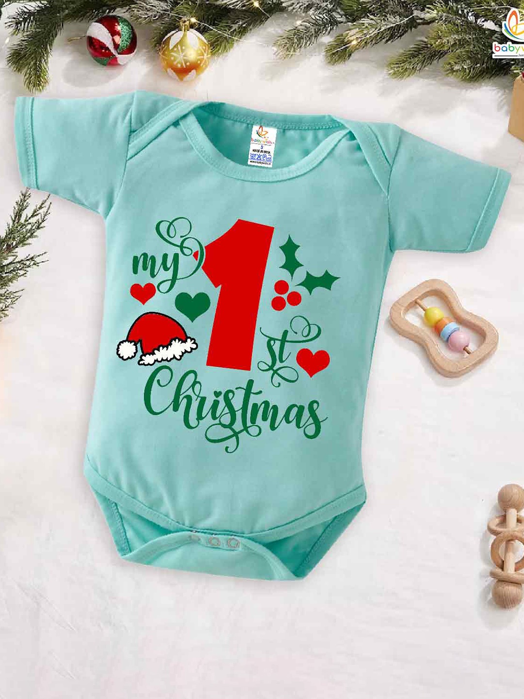 

Babywish Infants Kids Printed Cotton Bodysuit, Sea green