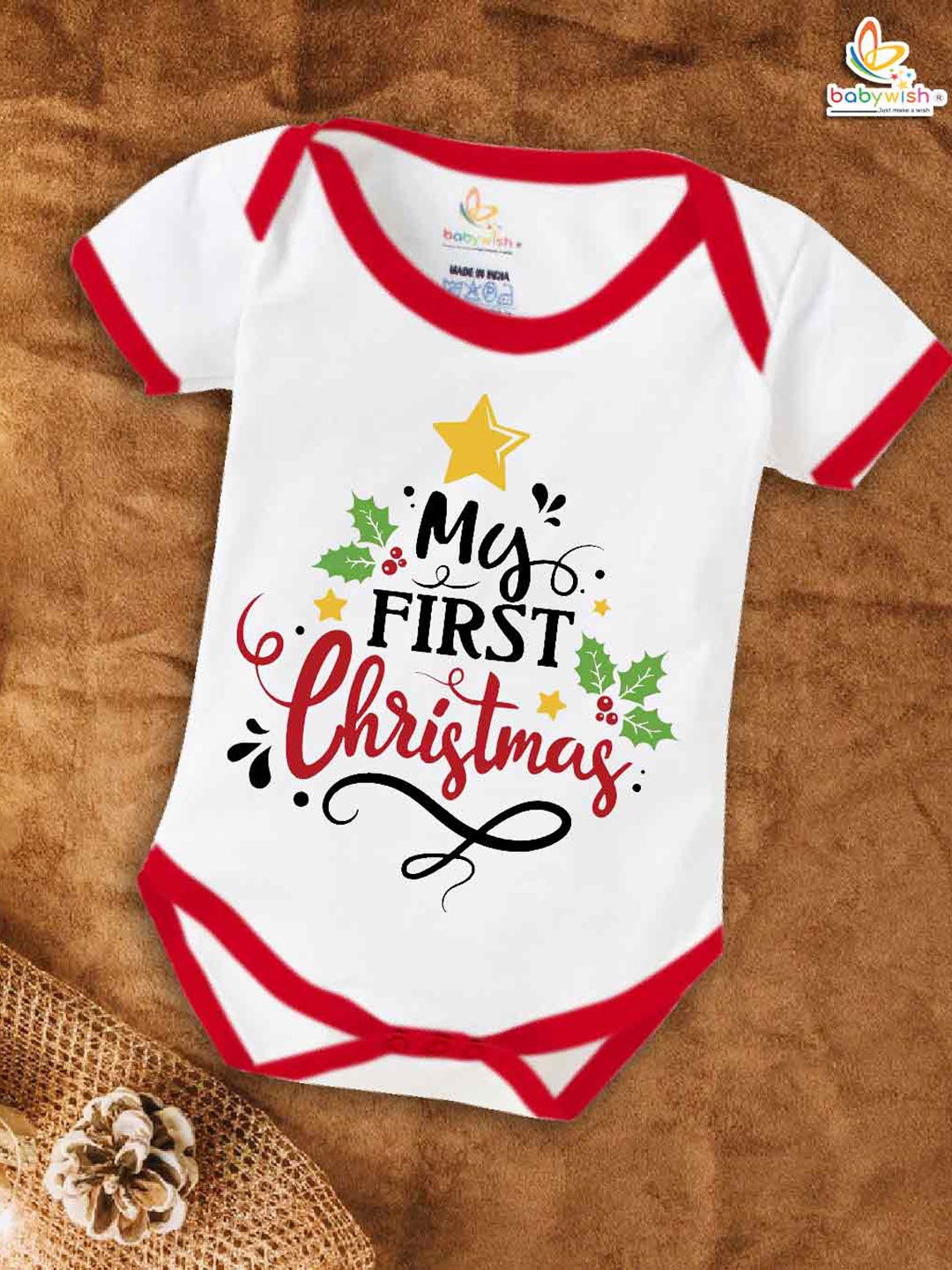 

Babywish Infants Printed Cotton Bodysuit, White