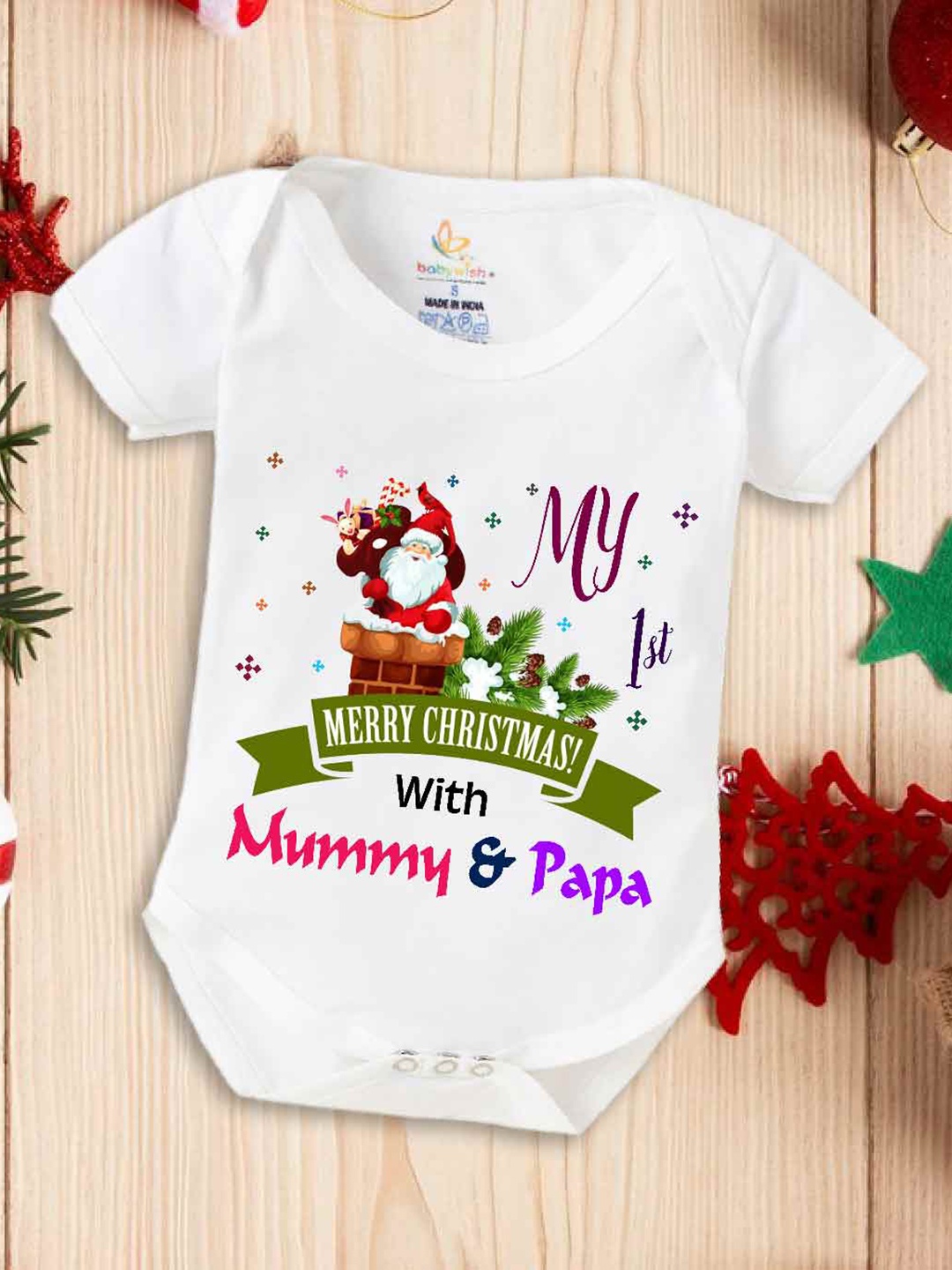 

Babywish Infants Graphic Printed Cotton Bodysuit, White