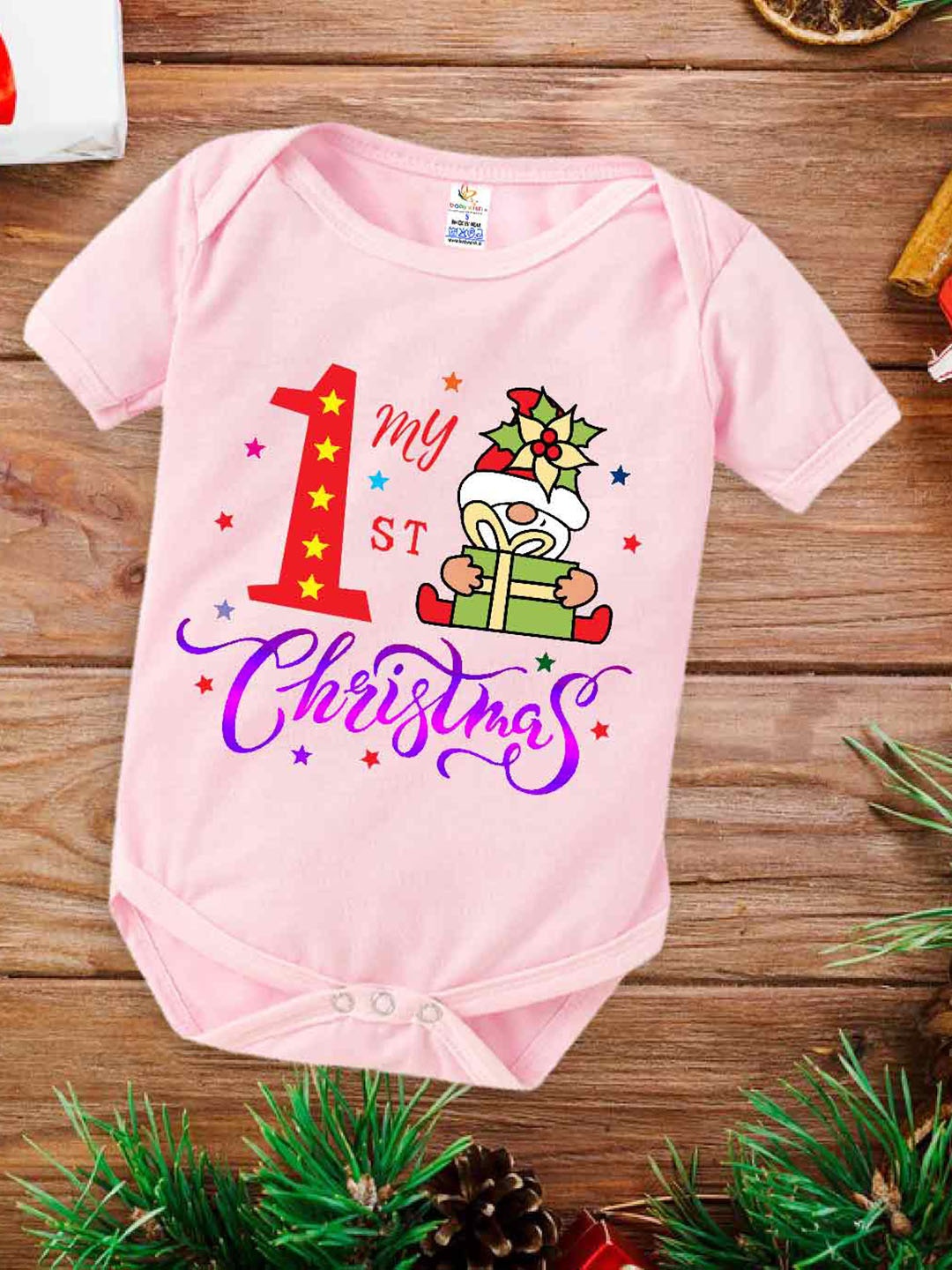 

Babywish Infants Kids Printed Cotton Bodysuit, Pink