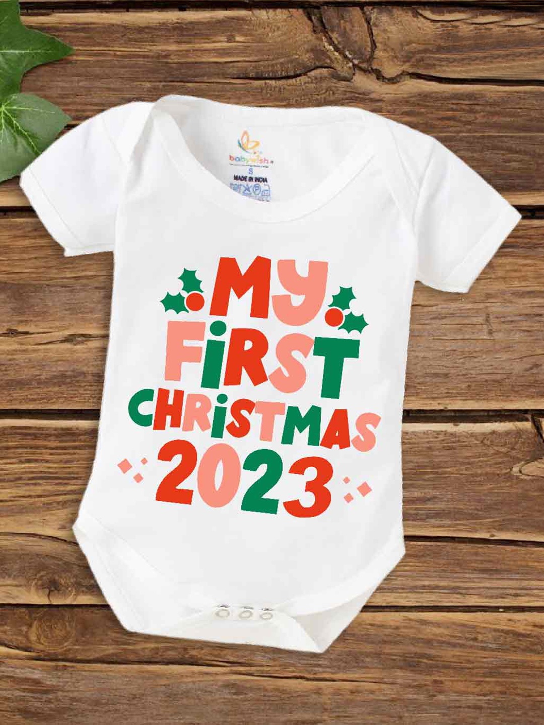 

Babywish Infants Kids Printed Cotton Bodysuit, White