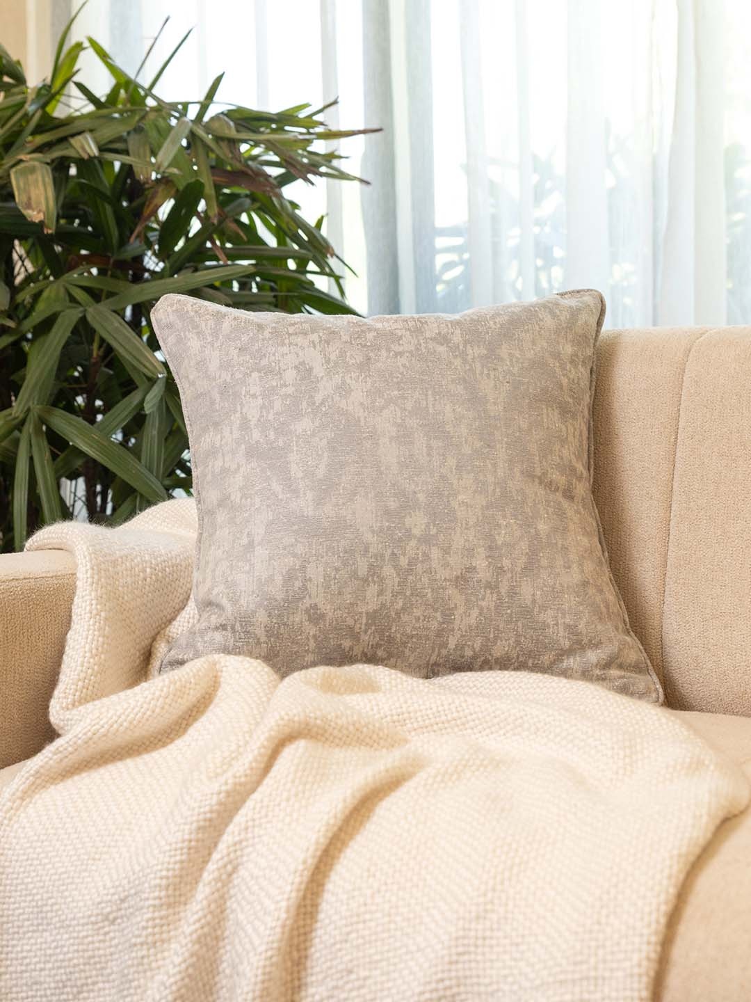 

Eris Home Grey Cotton Silk Textured Square Cushion Cover