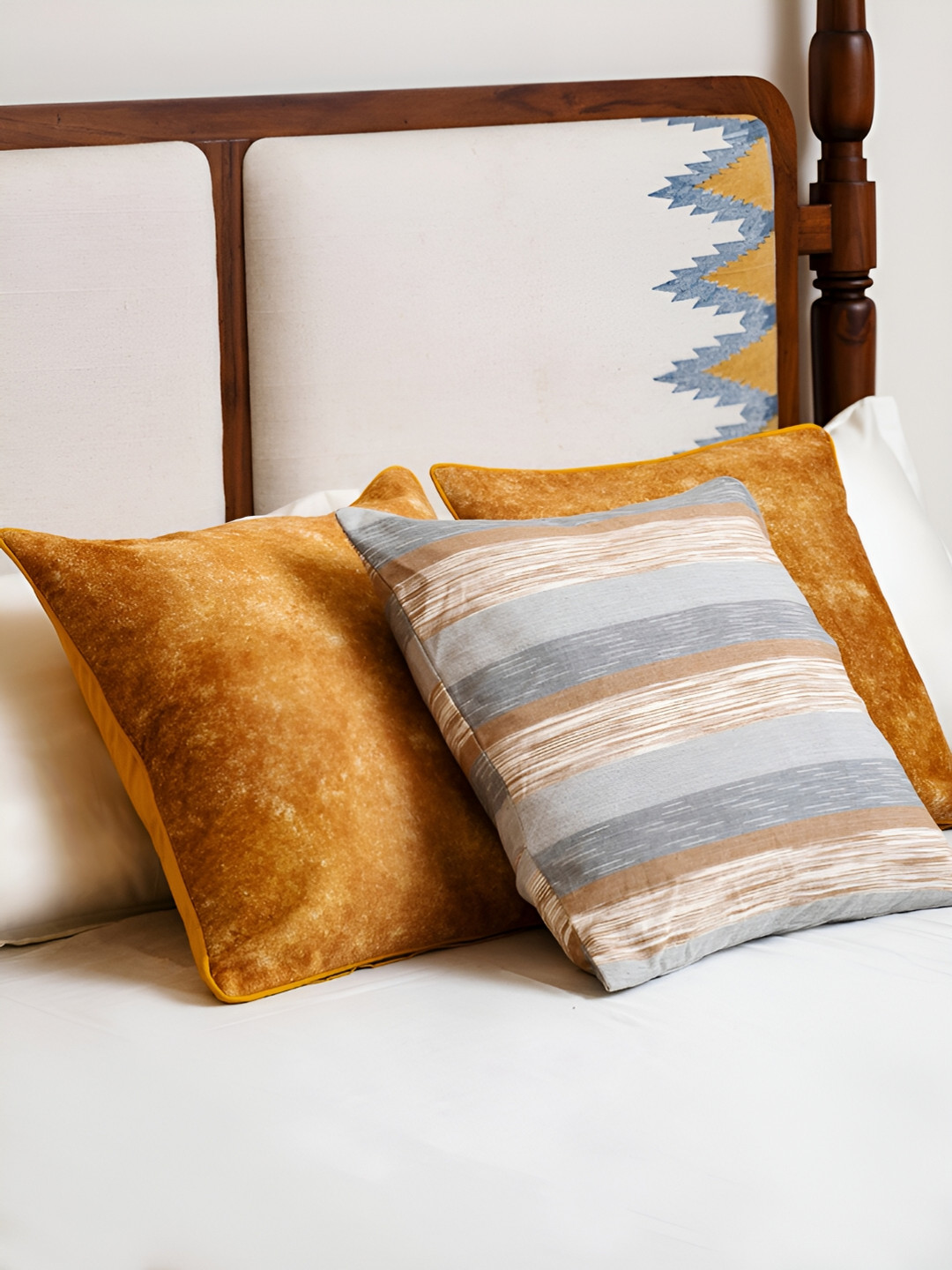 

Eris Home Specs Mustard Yellow Cotton Velvet Square Cushion Cover