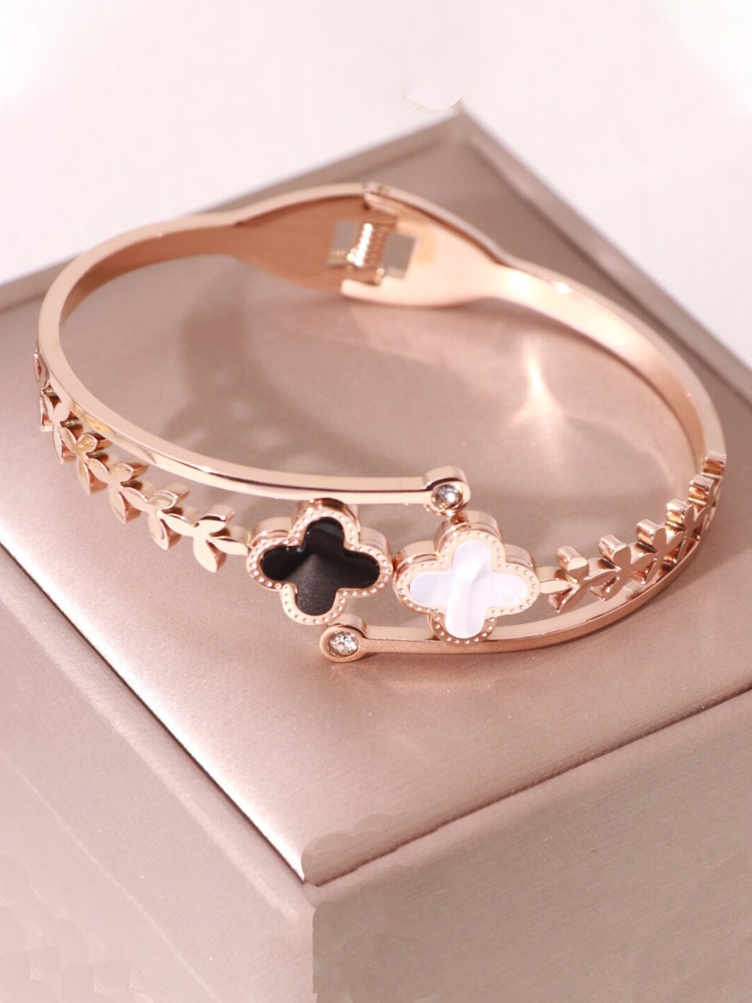 

Designs & You Women Mother of Pearl Gold-Plated Bangle-Style Bracelet