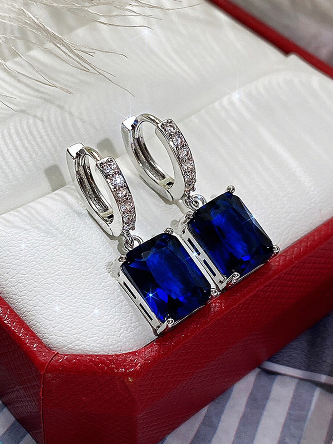 

Designs & You Silver-Plated Geometric Drop Earrings, Navy blue