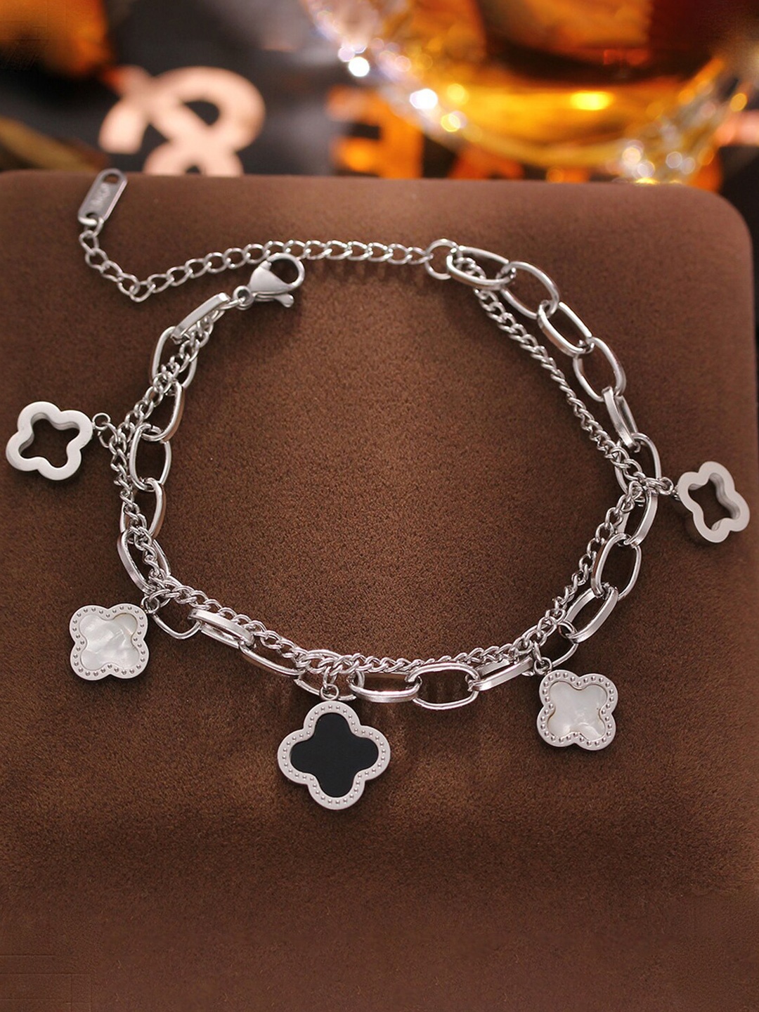 

Designs & You Silver Plated Stainless Steel Mother of Pearl Wraparound Bracelet