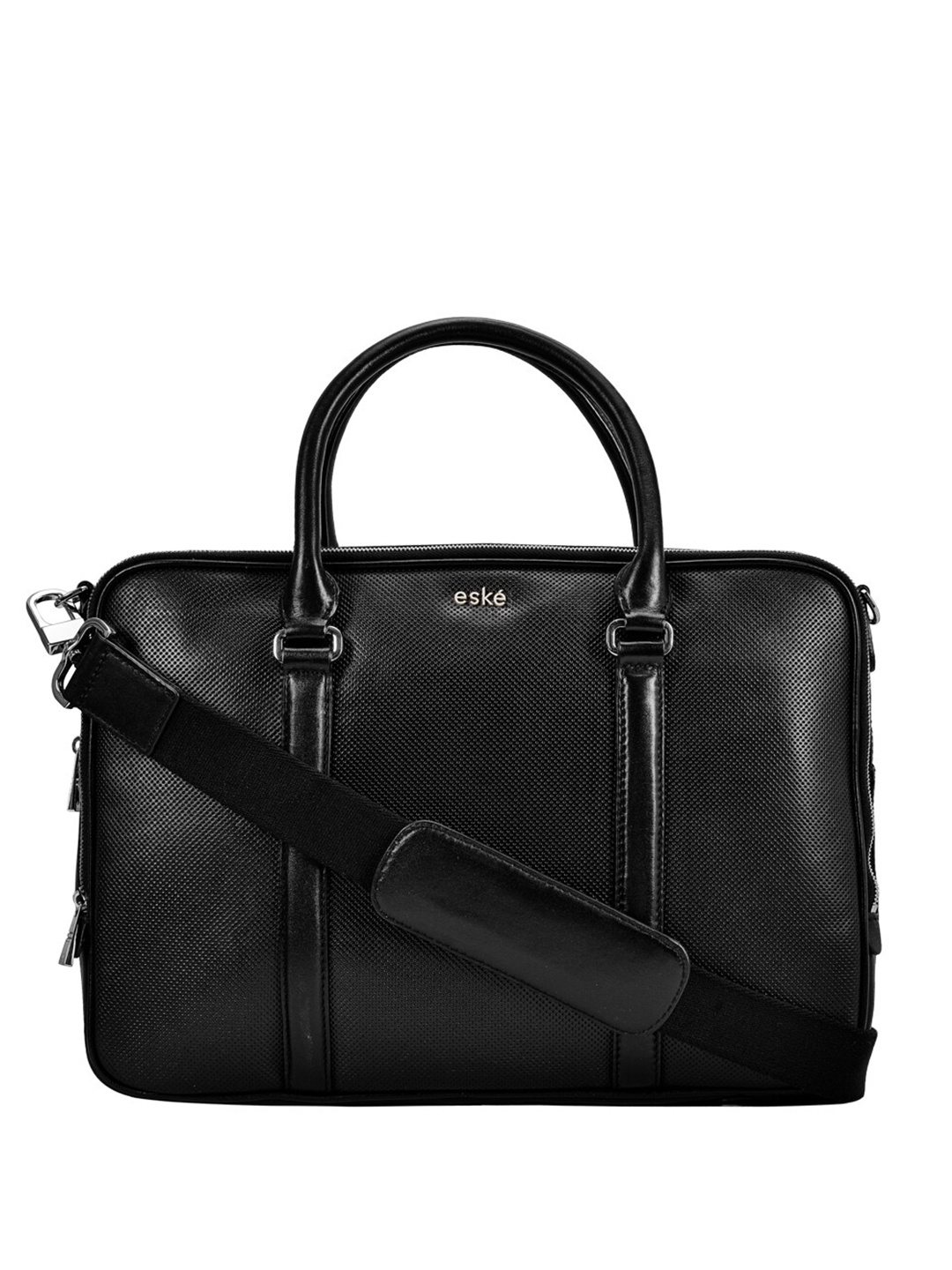 

Eske Unisex Textured Leather Laptop Bag, Black