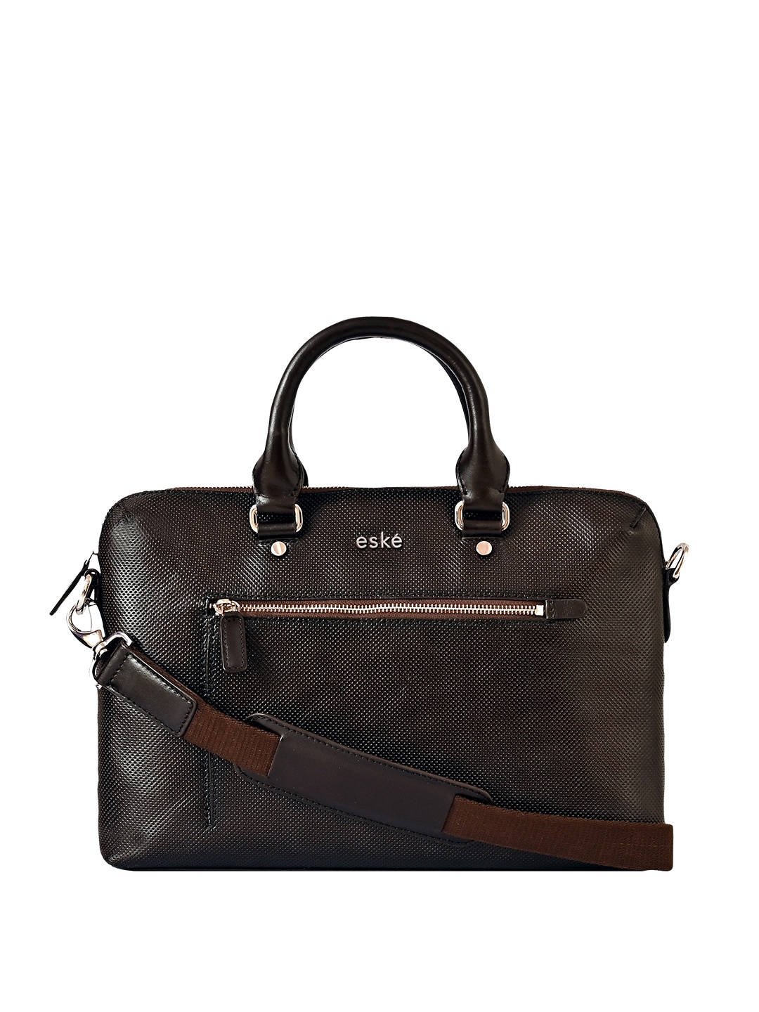 

Eske Unisex Textured Leather Laptop Bag, Brown