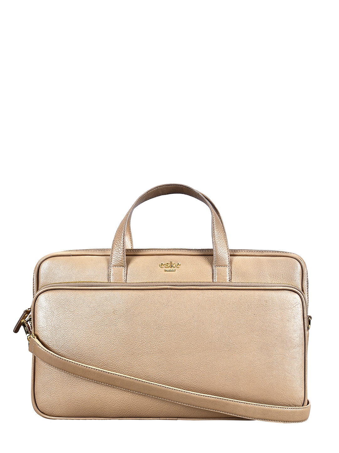 

Eske Unisex Leather Laptop Bag, Gold