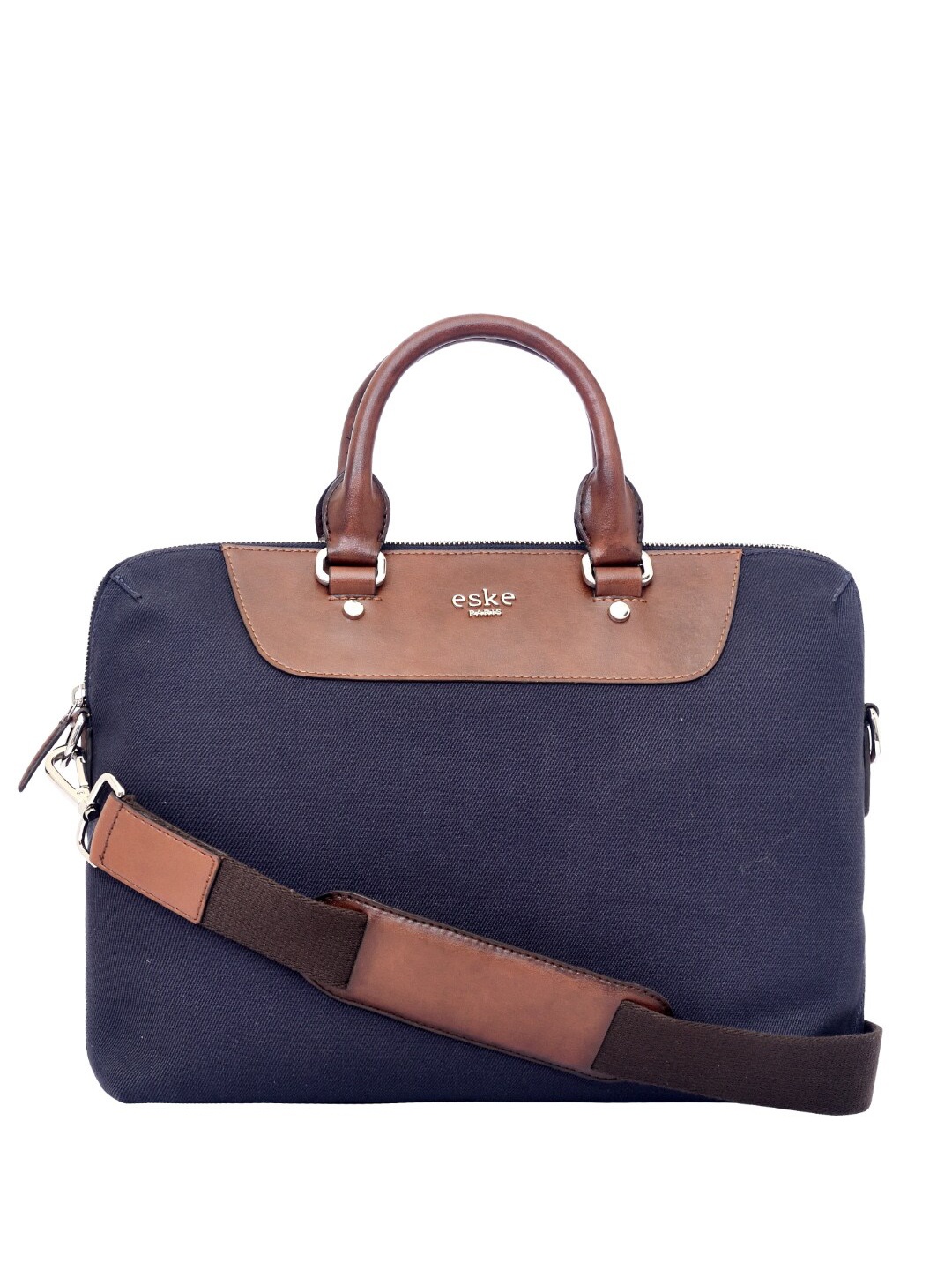 

Eske Unisex Leather Laptop Bag, Navy blue