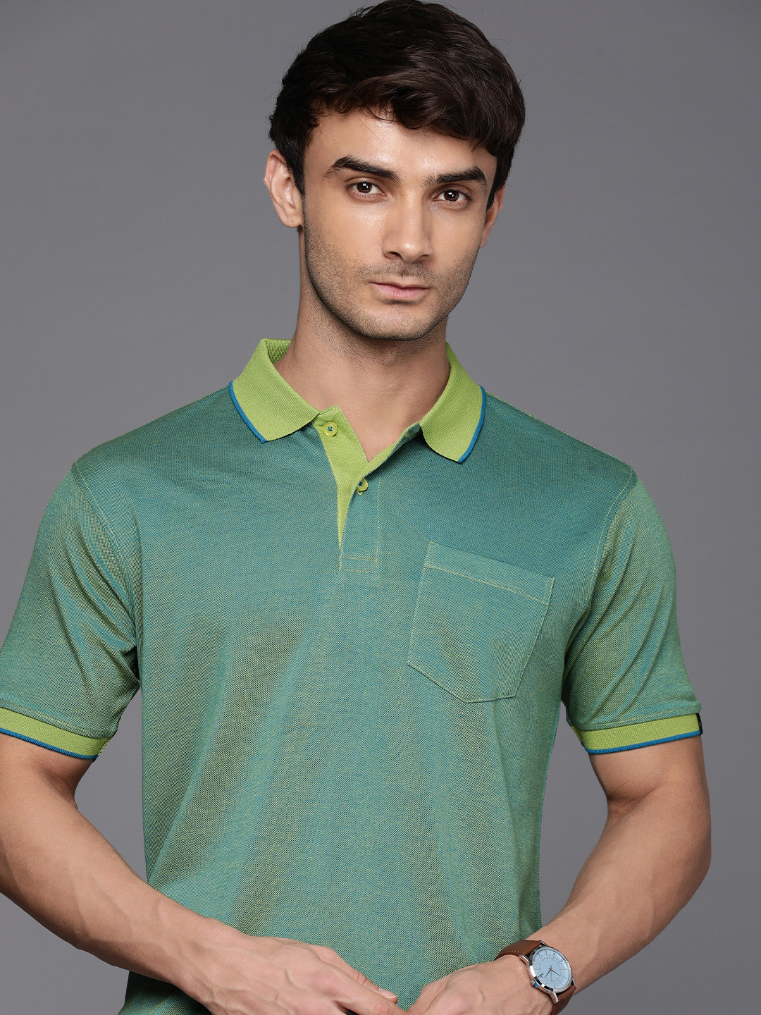 

Raymond Polo Collar Pure Cotton Pockets T-shirt, Green