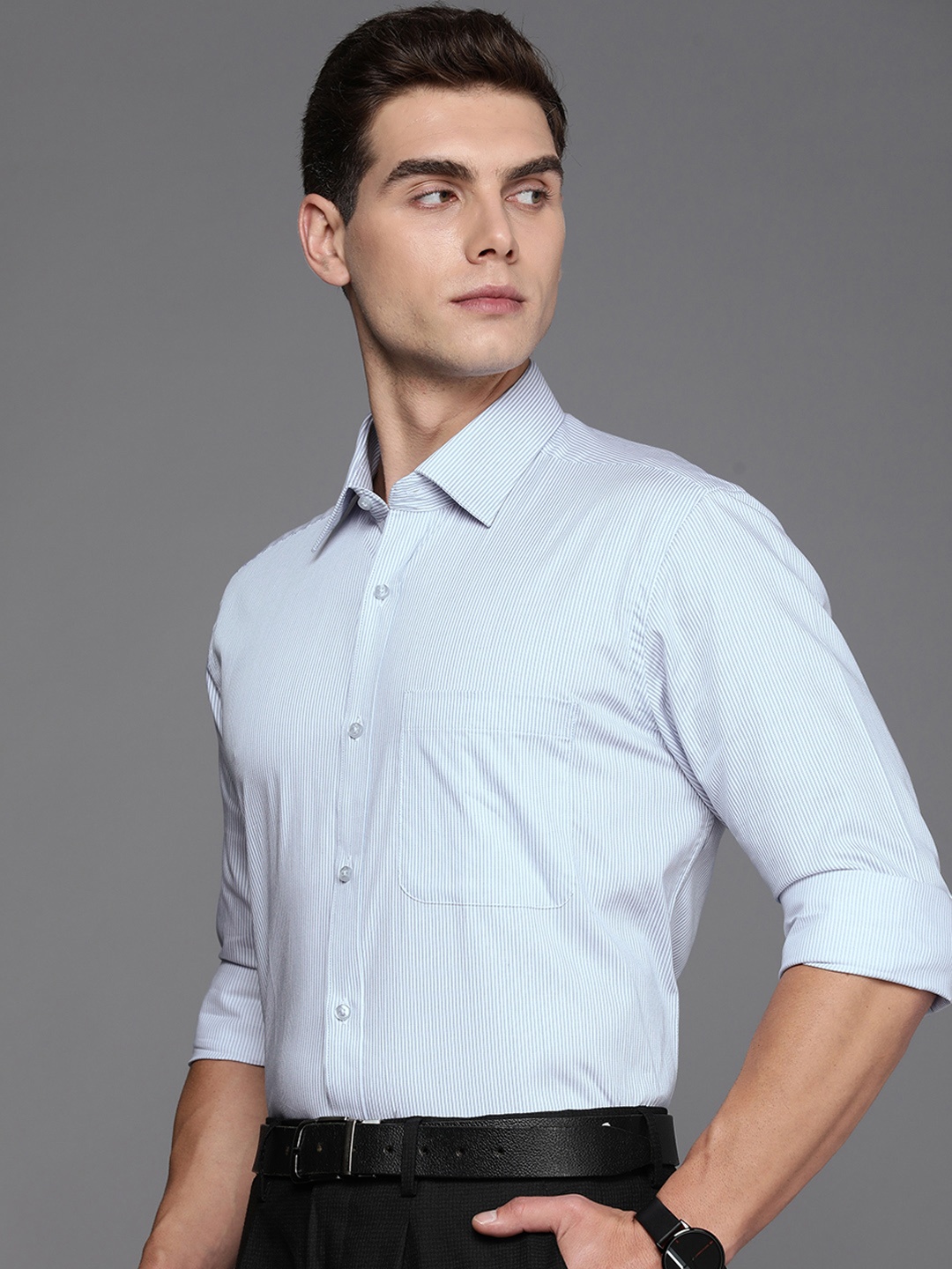 

Raymond Pure Cotton Striped Formal Shirt, Blue
