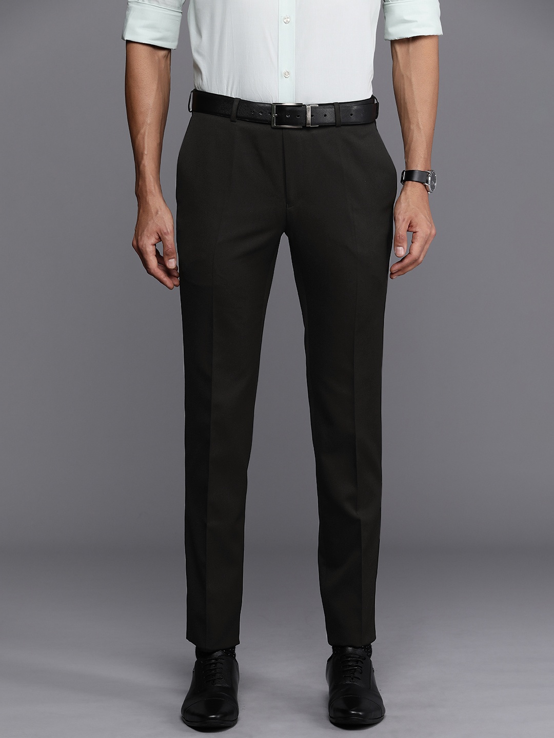 

Raymond Men Slim Fit Formal Trousers, Black