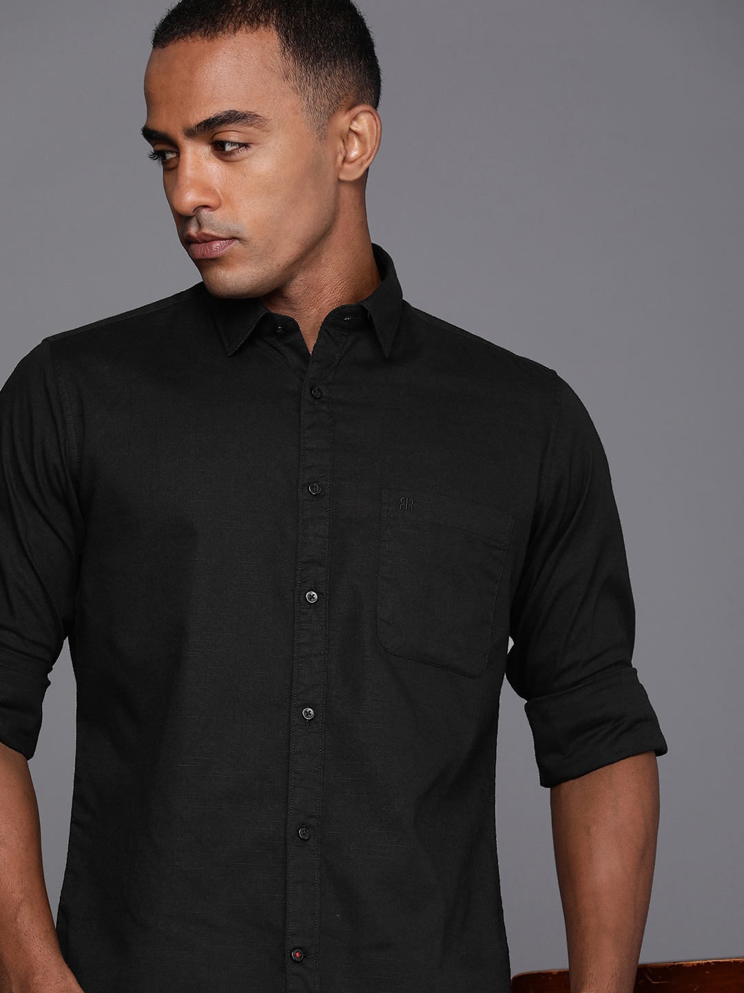 

Raymond Men Slim Fit Pure Cotton Casual Shirt, Black