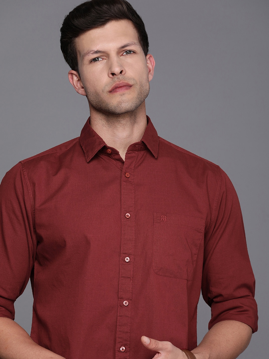 

Raymond Men Pure Cotton Slim Fit Casual Shirt, Red
