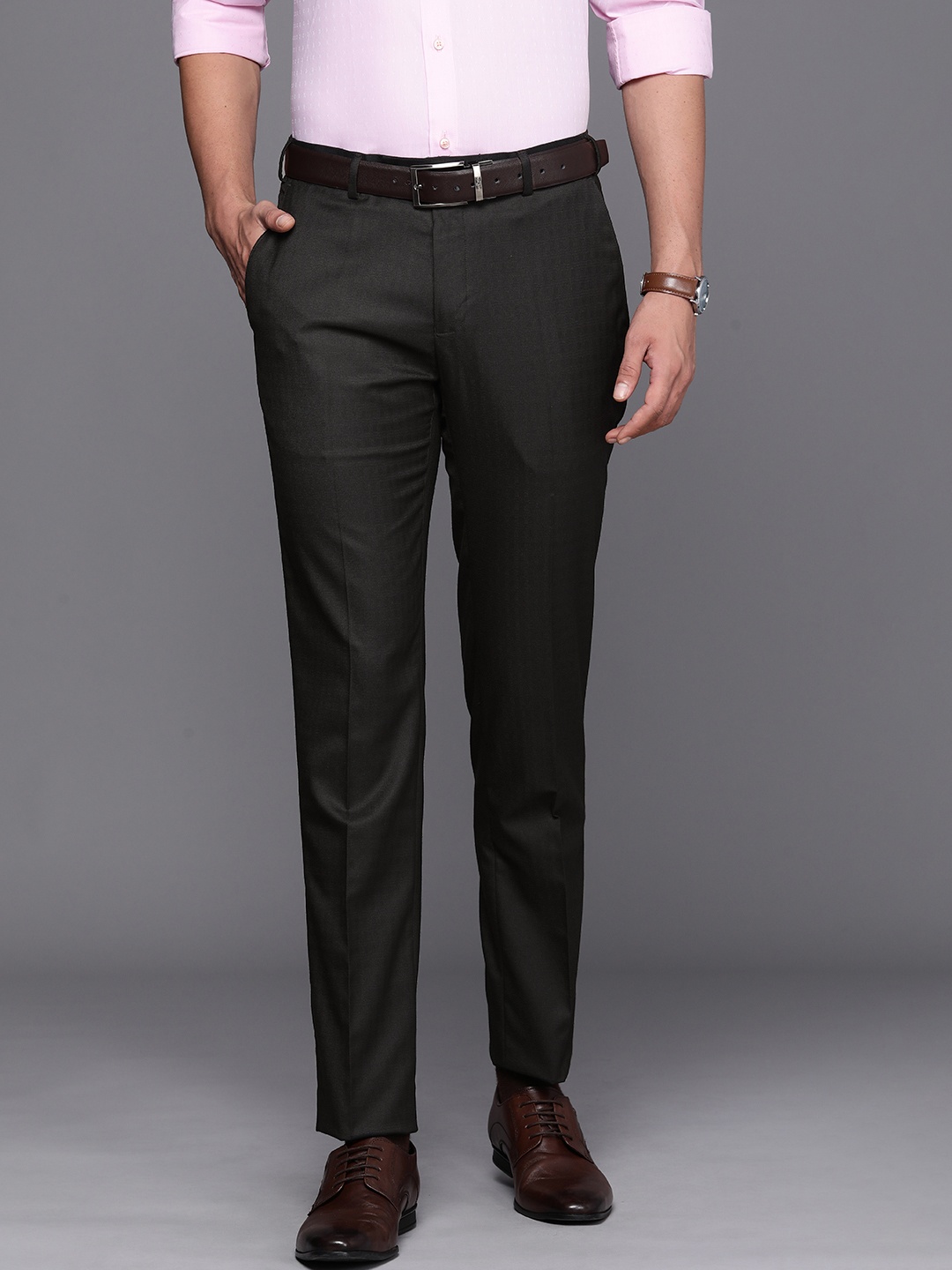 

Raymond Men Slim Fit Trousers, Black