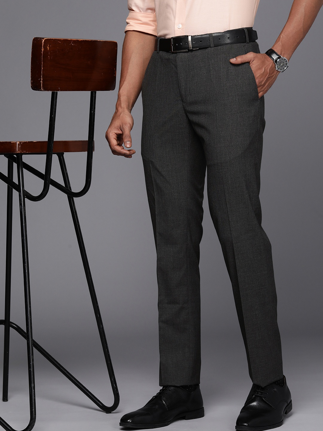 

Raymond Men Slim Fit Formal Trousers, Grey