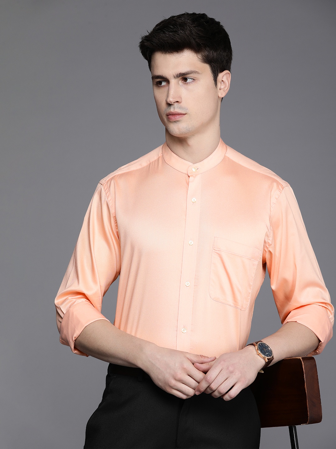 

Raymond Solid Contemporary Fit Formal Shirt, Peach