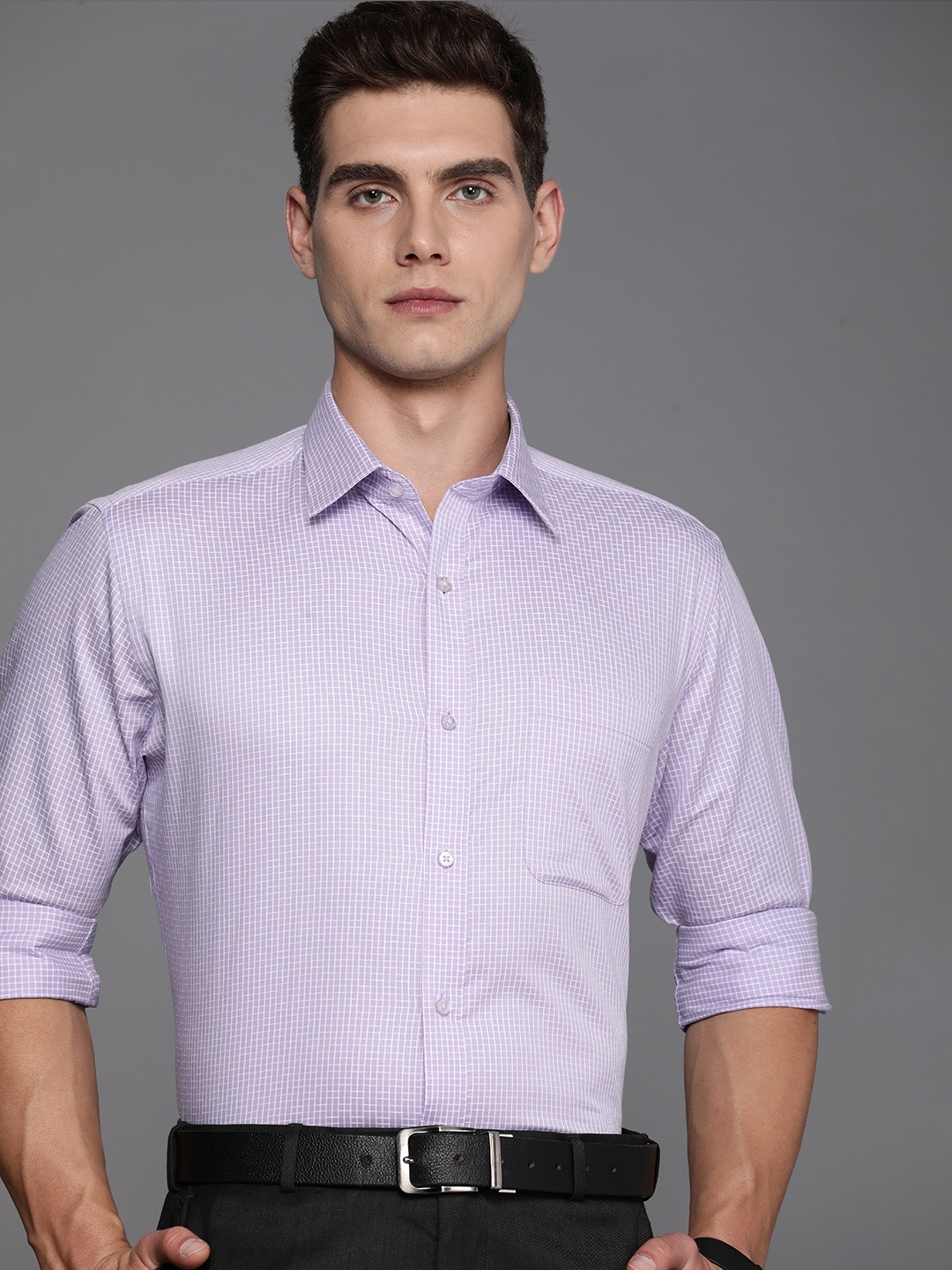 

Raymond Pure Cotton Checked Formal Shirt, Violet