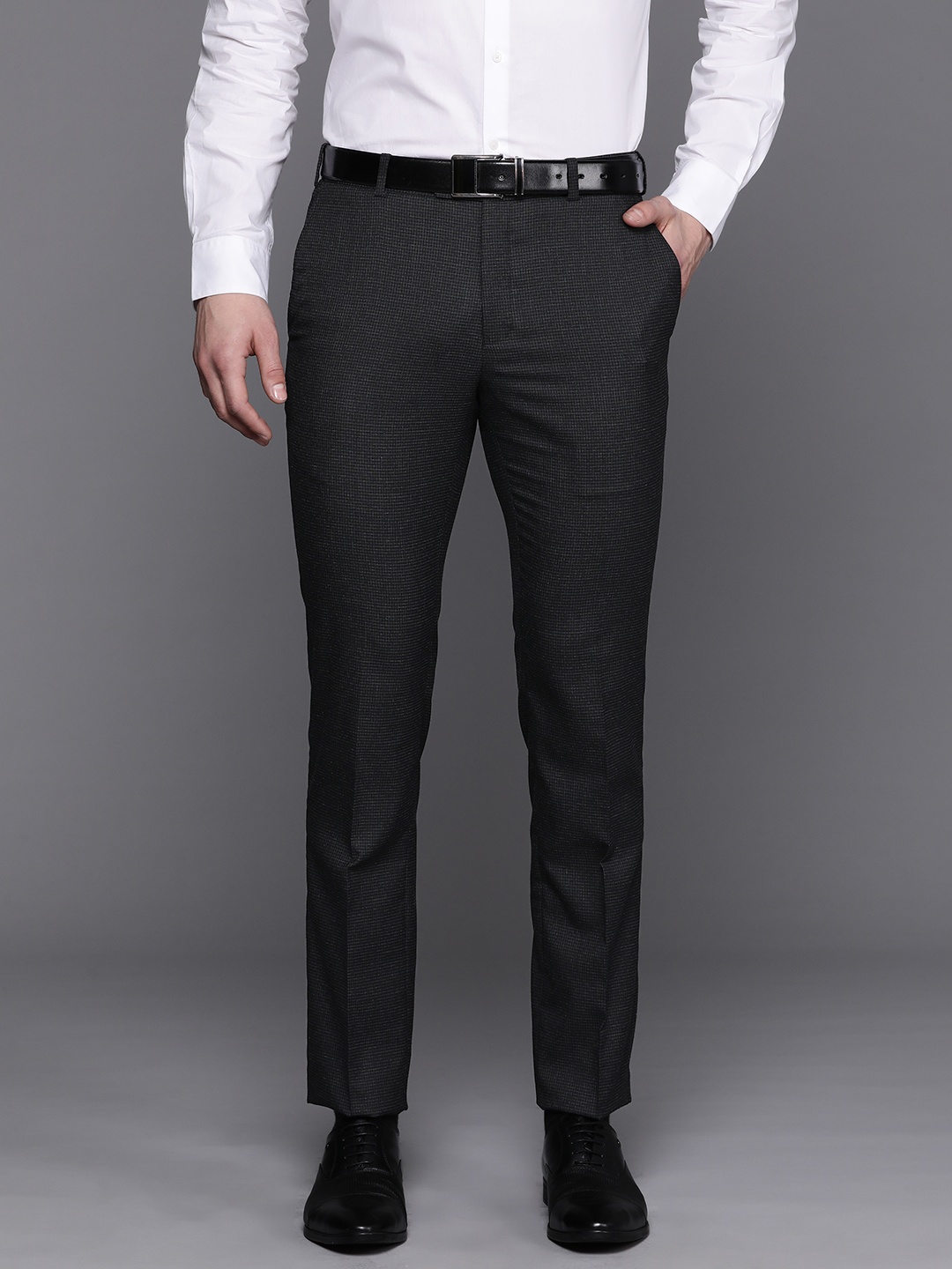 

Raymond Men Slim Fit Trousers, Navy blue