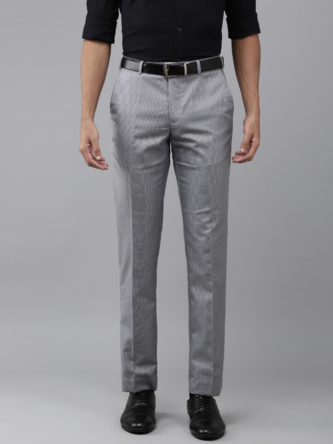 

Park Avenue Men Textured Formal Trousers, Grey