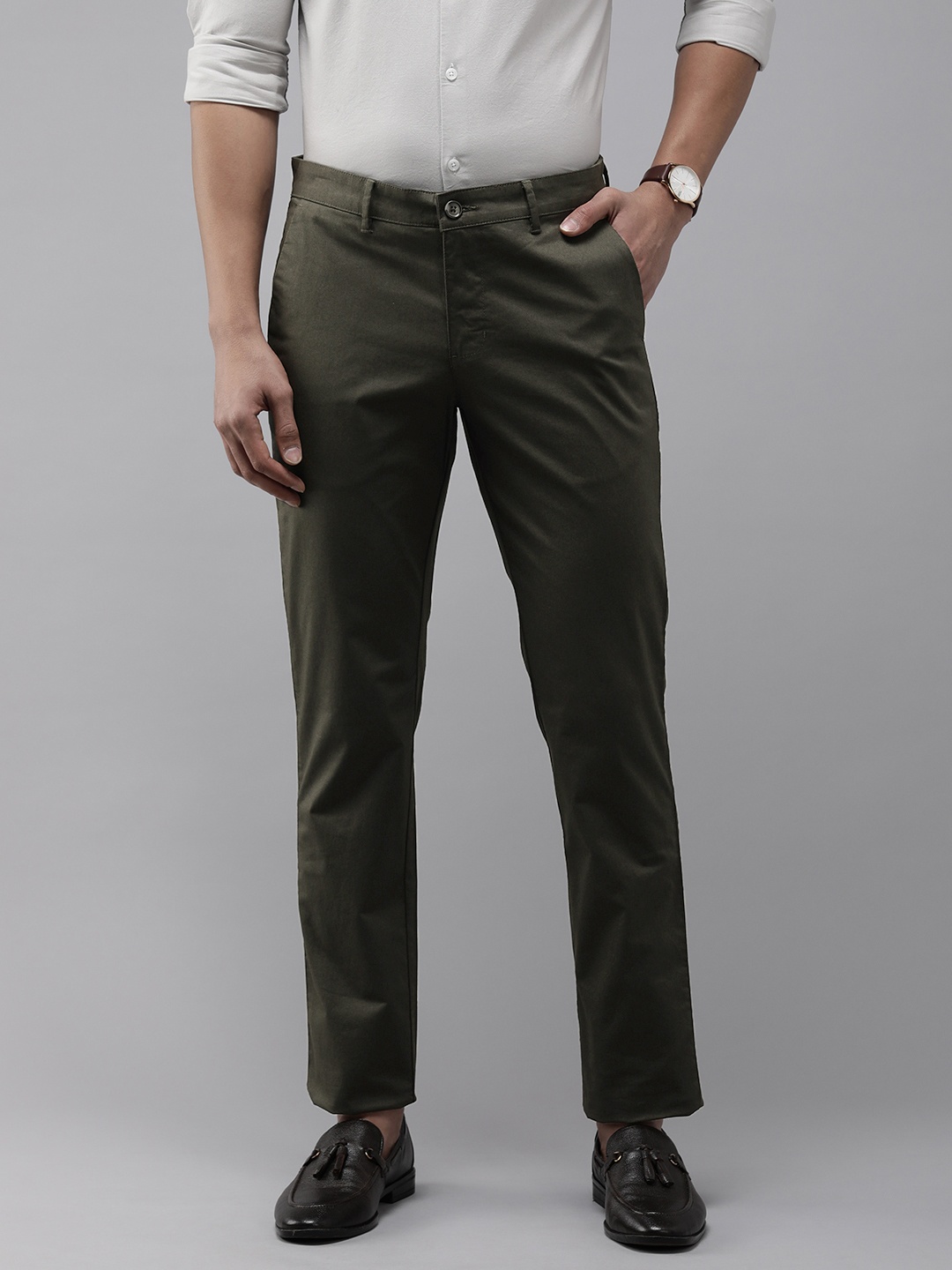 

Park Avenue Men Neo Fit Chinos Trousers, Olive