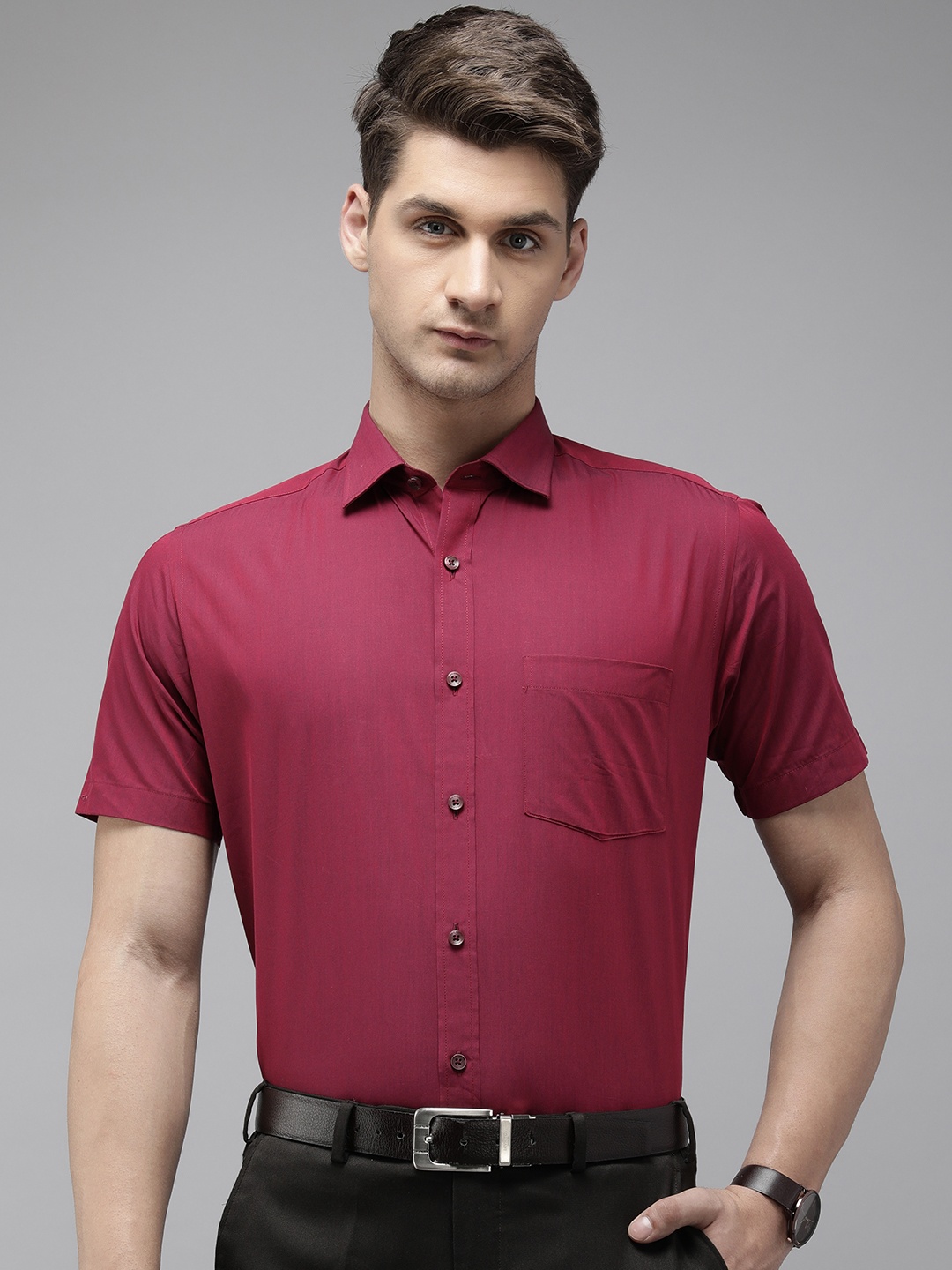 

Park Avenue Solid Pure Cotton Formal Shirt, Maroon